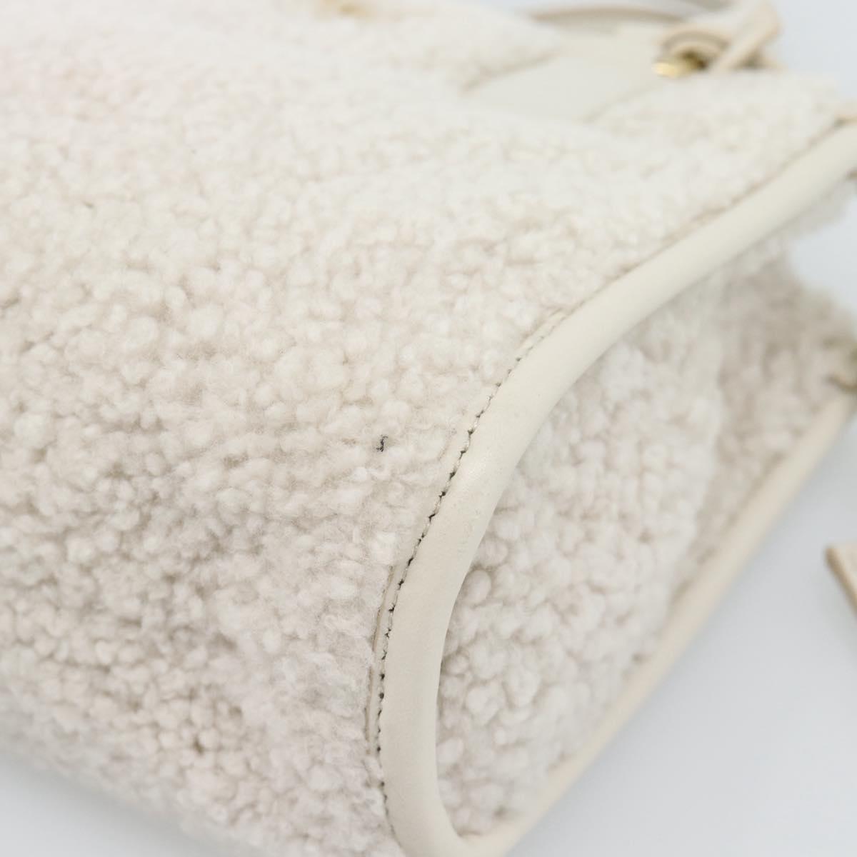 Miu Miu Hand Bag Shearing 2way White Gold Auth ka4884SAM