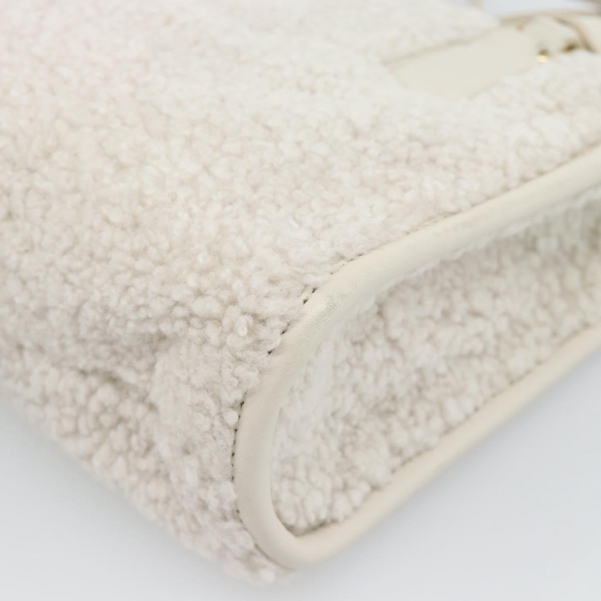 Miu Miu Hand Bag Shearing 2way White Gold Auth ka4884SAM