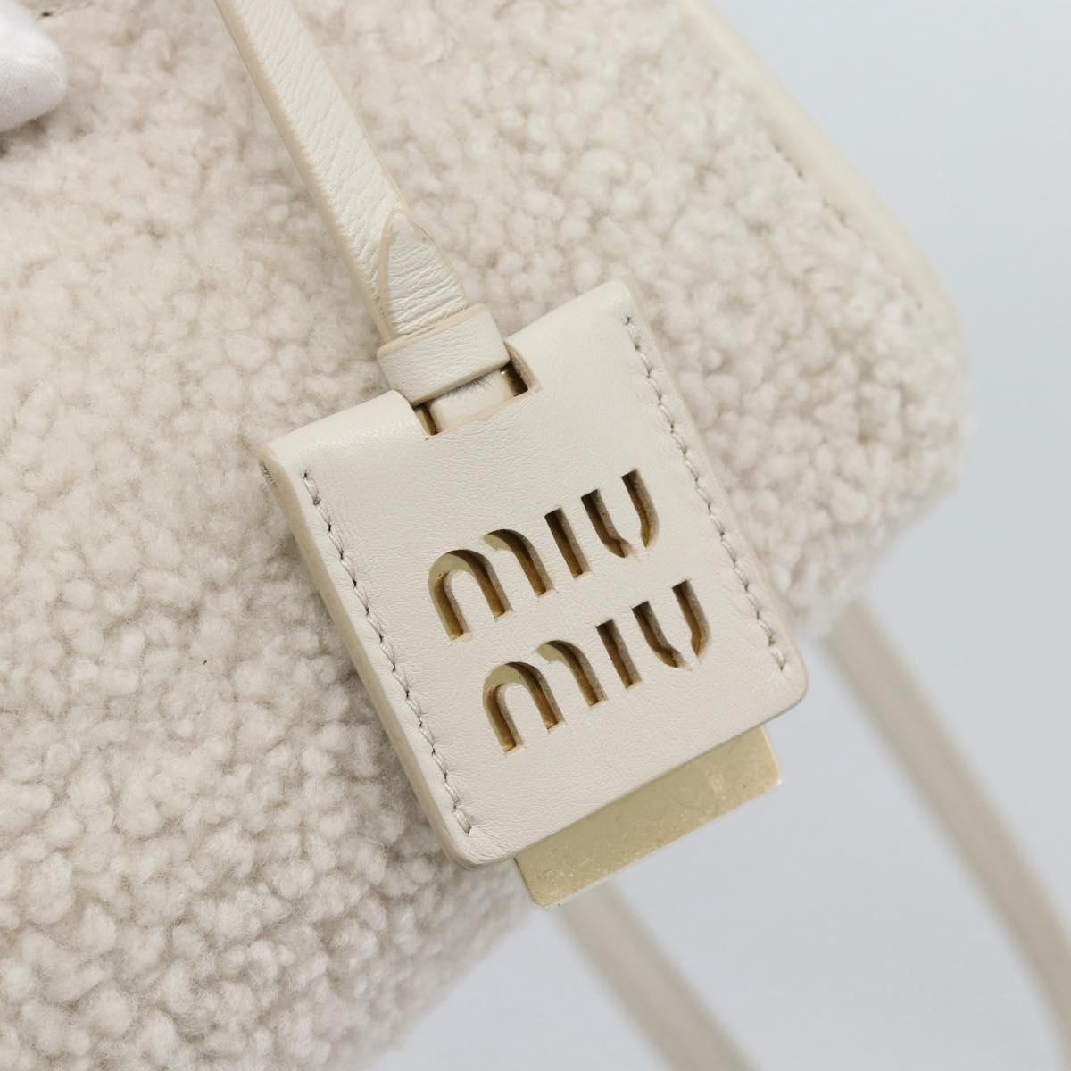 Miu Miu Hand Bag Shearing 2way White Gold Auth ka4884SAM
