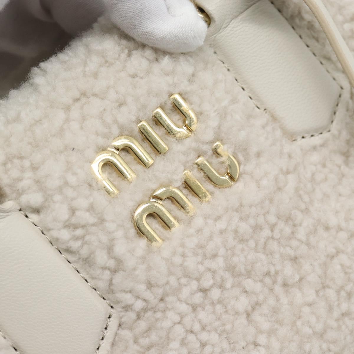 Miu Miu Hand Bag Shearing 2way White Gold Auth ka4884SAM