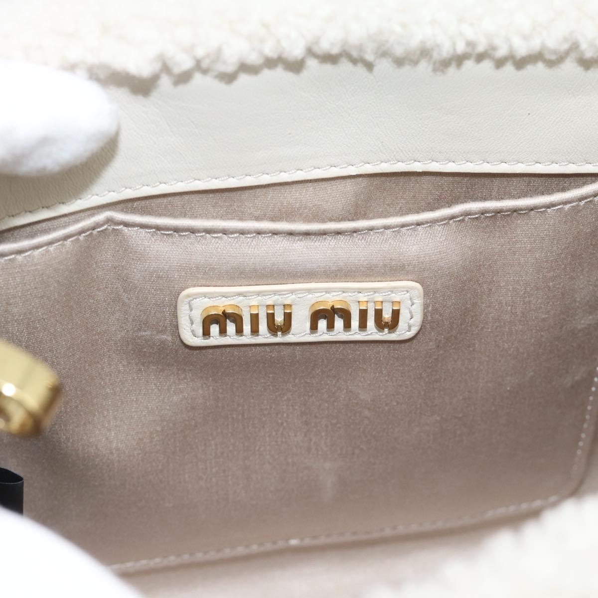 Miu Miu Hand Bag Shearing 2way White Gold Auth ka4884SAM