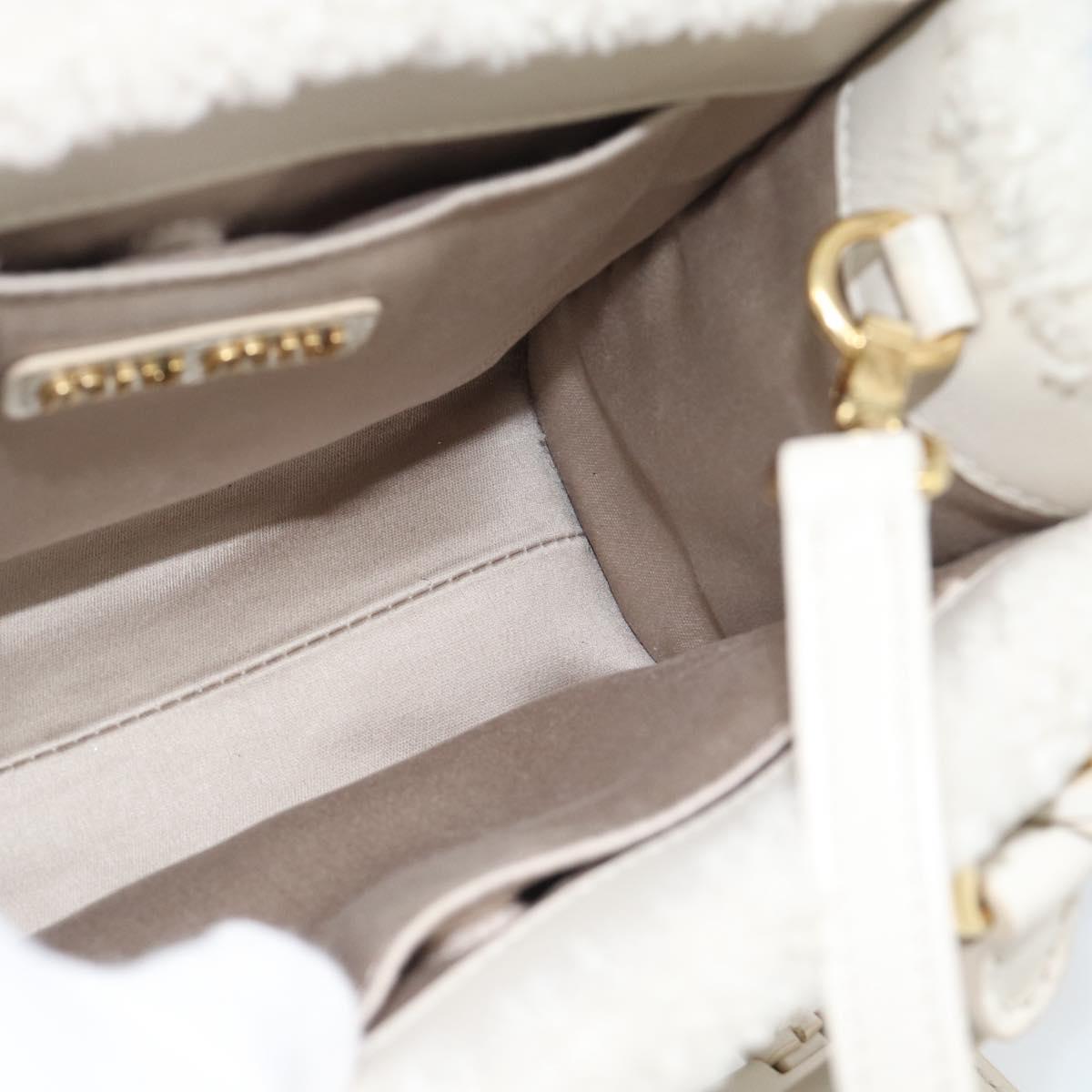 Miu Miu Hand Bag Shearing 2way White Gold Auth ka4884SAM