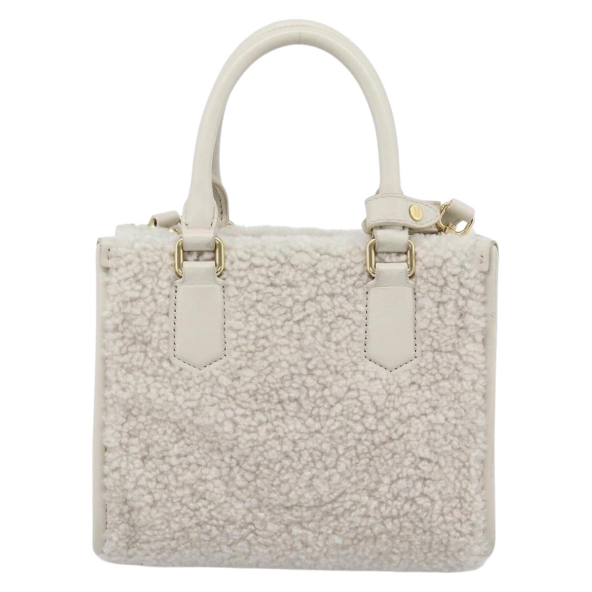 Miu Miu Hand Bag Shearing 2way White Gold Auth ka4884SAM