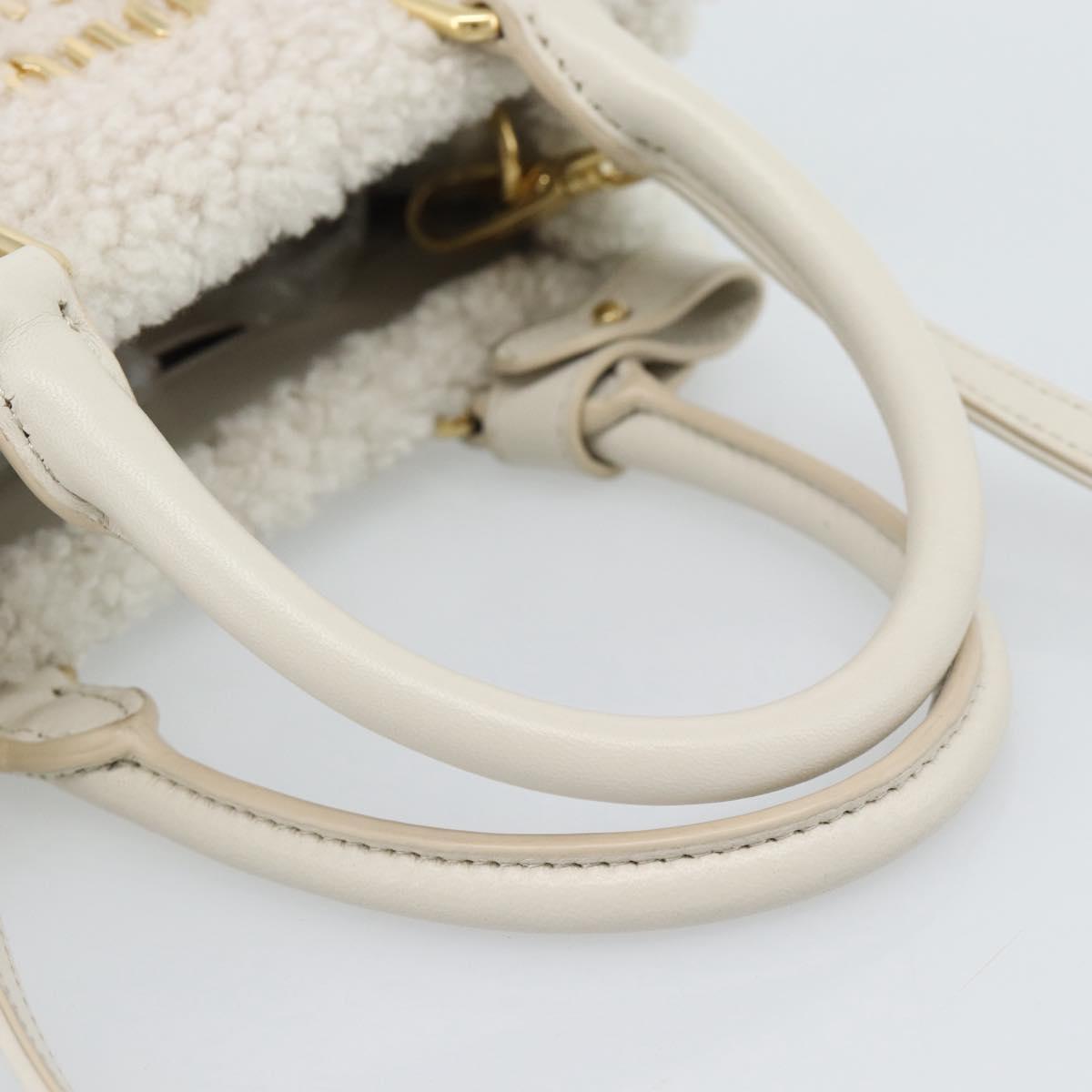 Miu Miu Hand Bag Shearing 2way White Gold Auth ka4884SAM