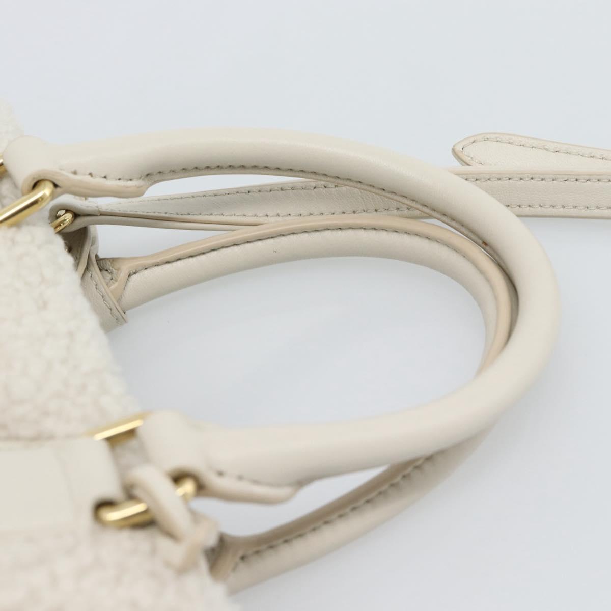 Miu Miu Hand Bag Shearing 2way White Gold Auth ka4884SAM