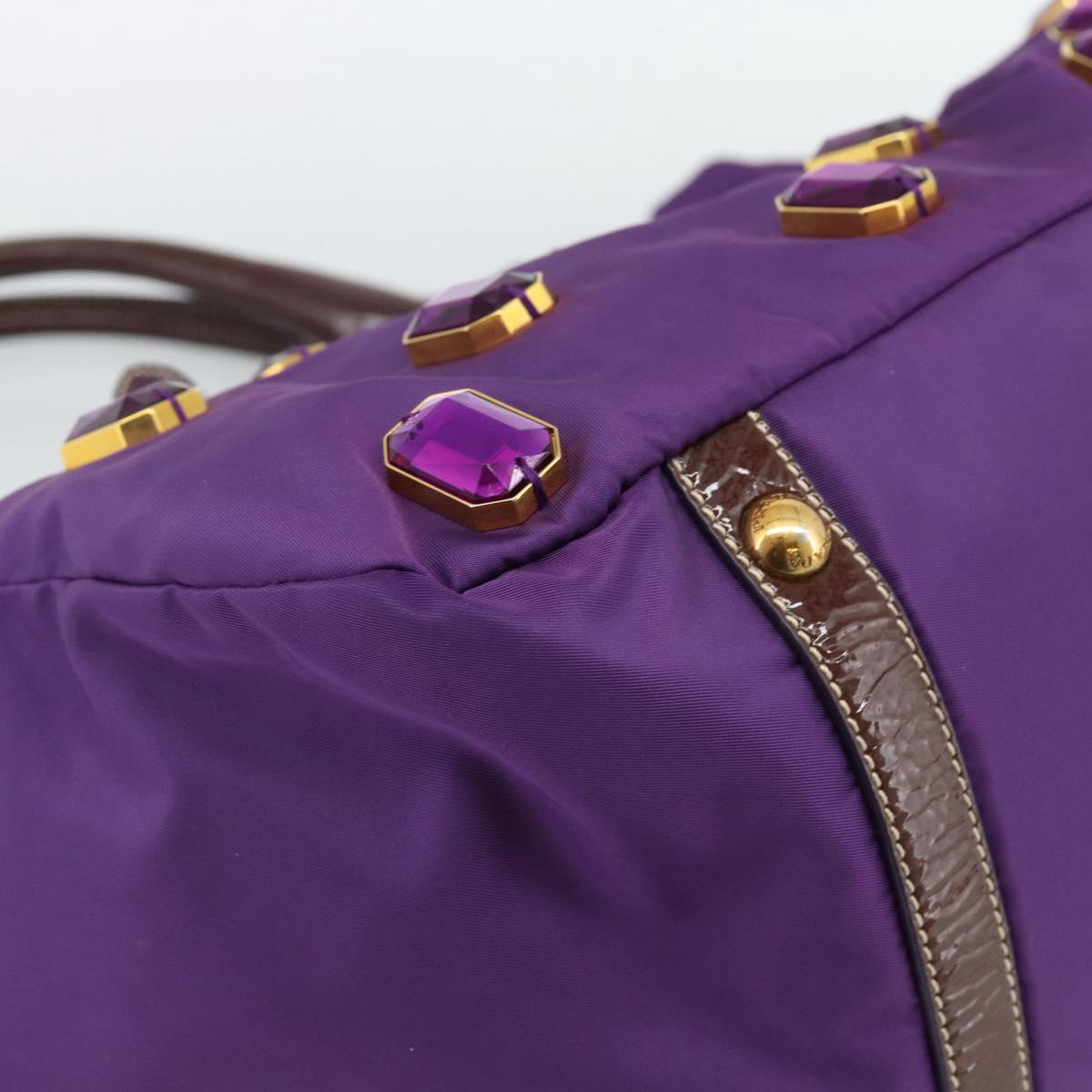 PRADA Hand Bag Nylon Purple Gold Auth ka4889A