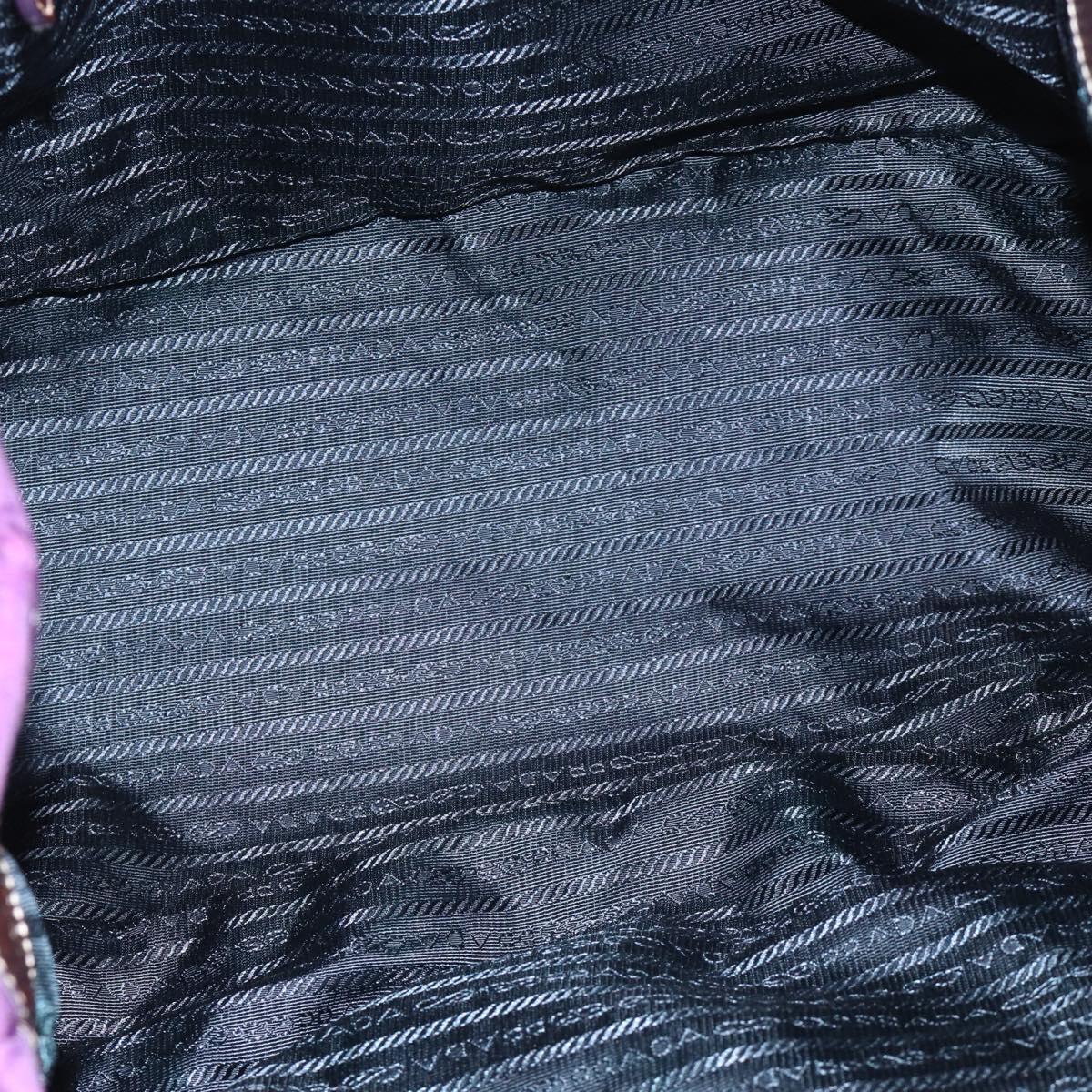 PRADA Hand Bag Nylon Purple Gold Auth ka4889A