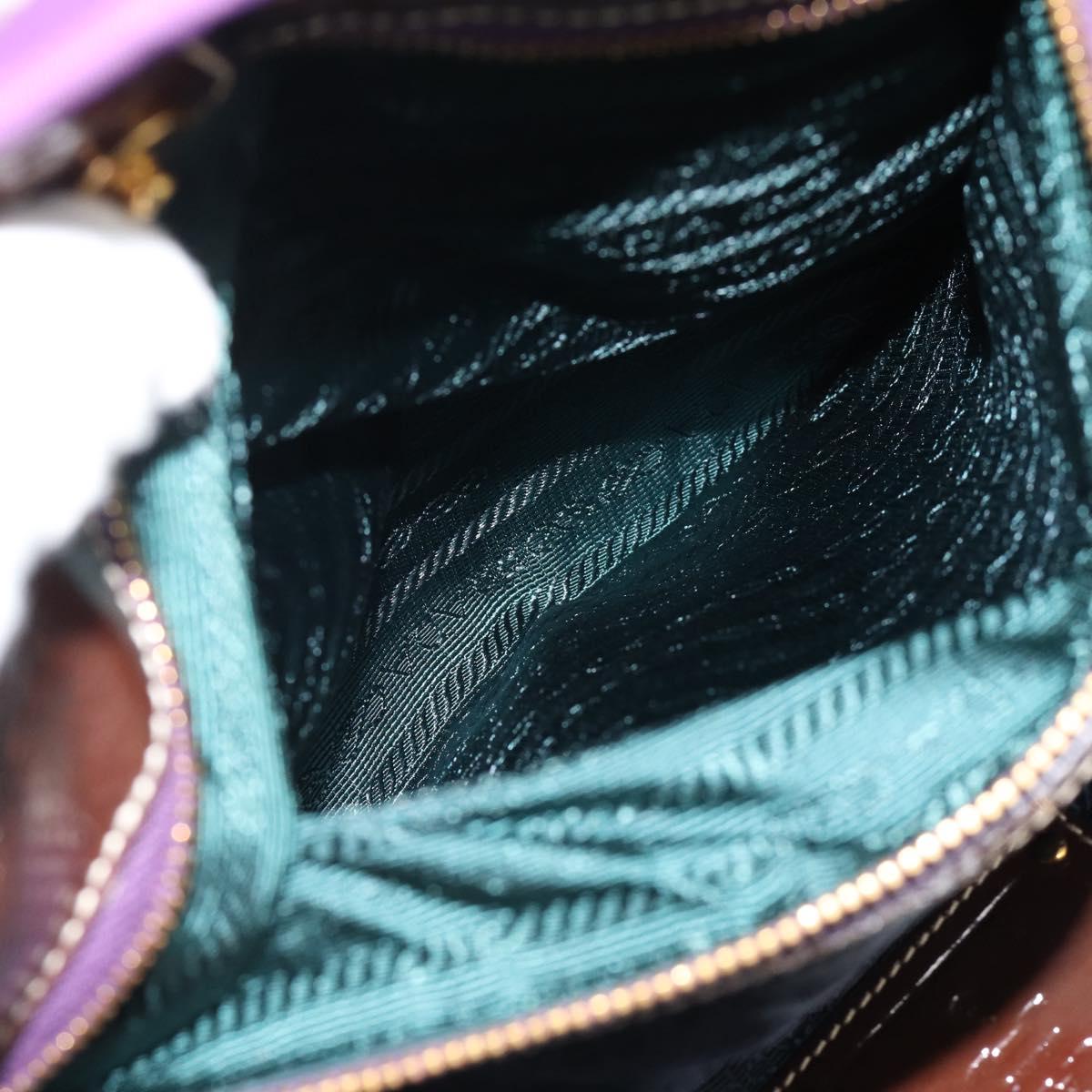 PRADA Hand Bag Nylon Purple Gold Auth ka4889A