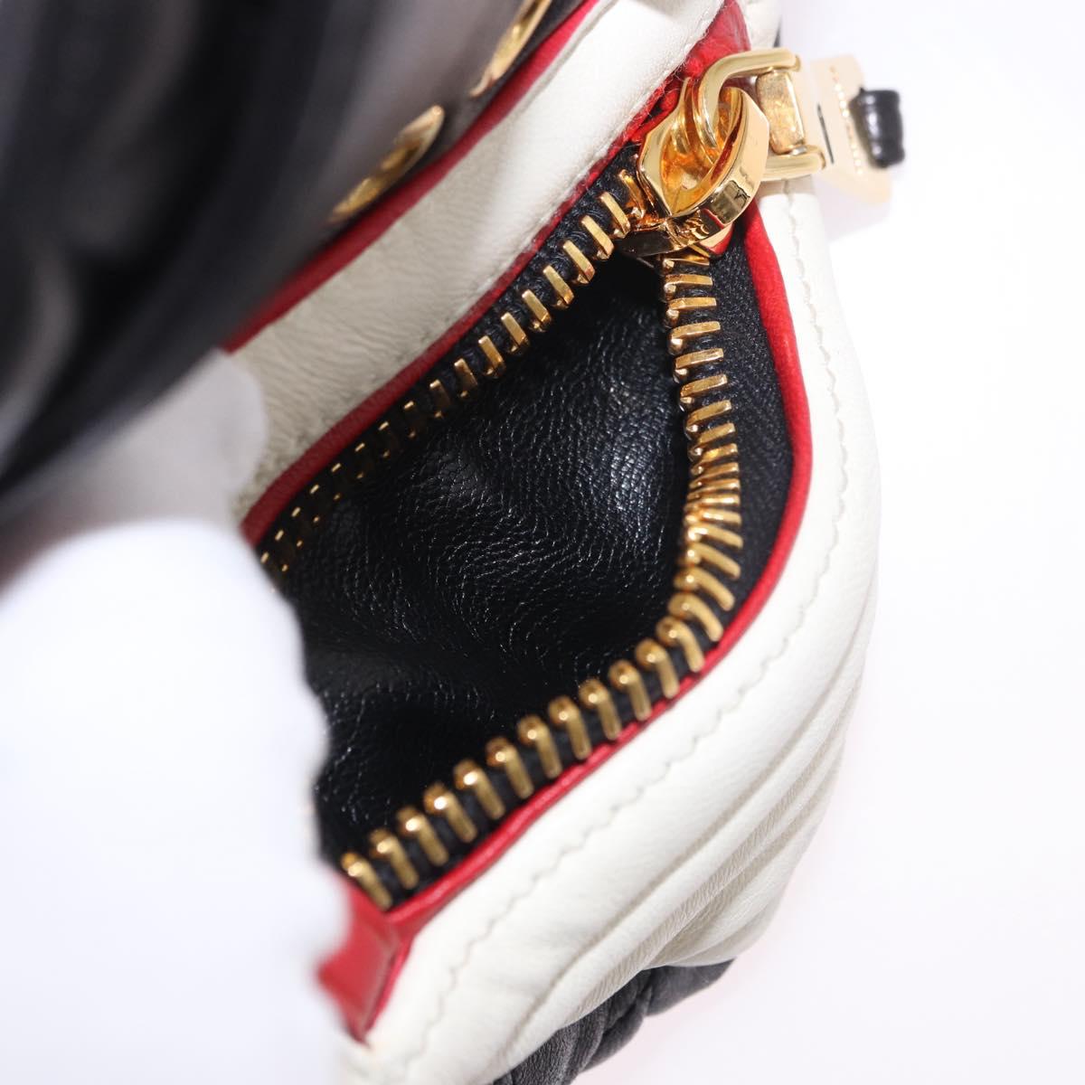 Miu Miu Biker Bag Shoulder Bag Lamb Skin Red Gold Auth ka4894M