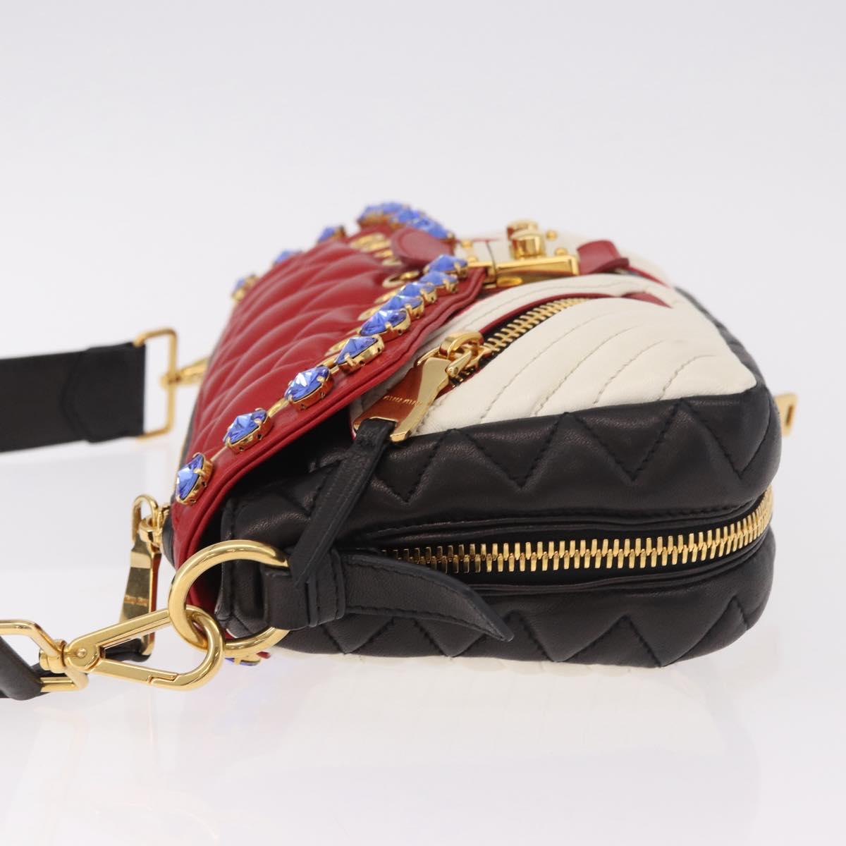 Miu Miu Biker Bag Shoulder Bag Lamb Skin Red Gold Auth ka4894M