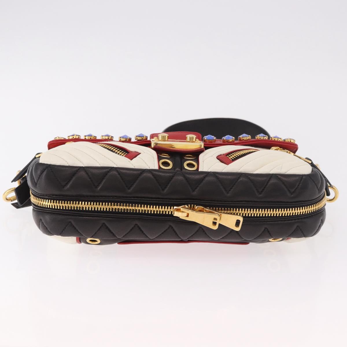 Miu Miu Biker Bag Shoulder Bag Lamb Skin Red Gold Auth ka4894M