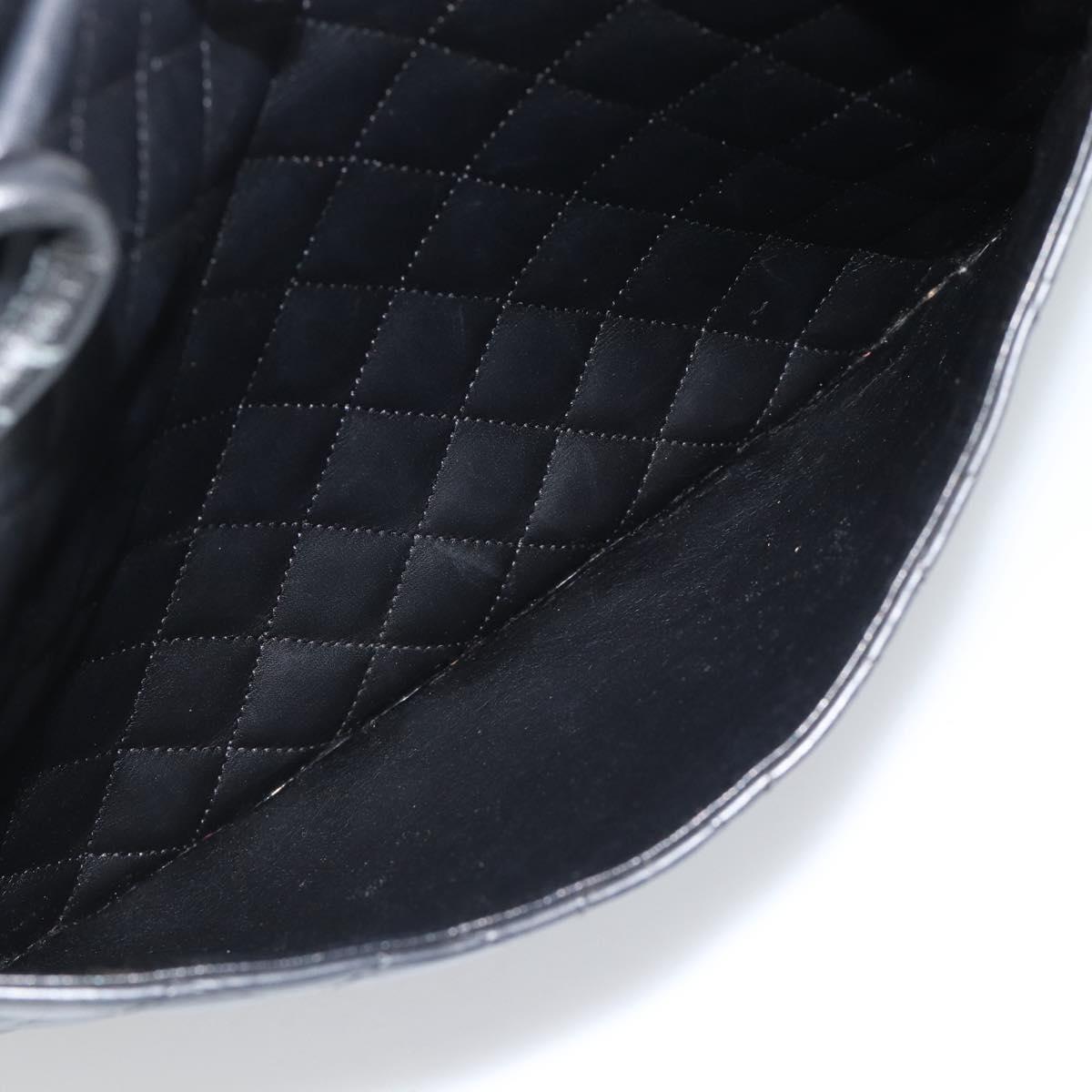 CHANEL Cambon Line Matelasse Tote Bag Leather Black Silver CC Auth ka4895SAM