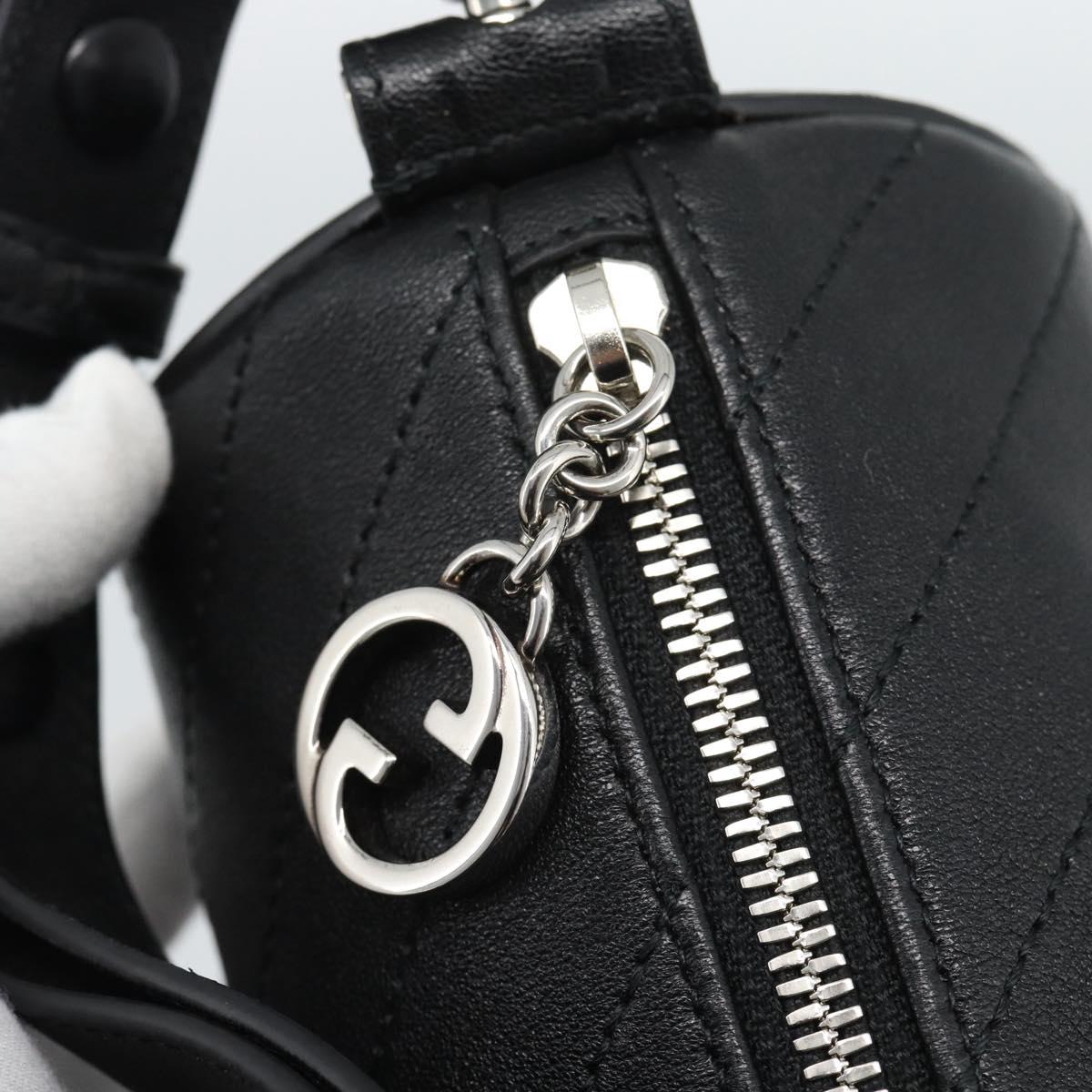 GUCCI Shoulder Bag Leather Black Silver Auth ka4898V