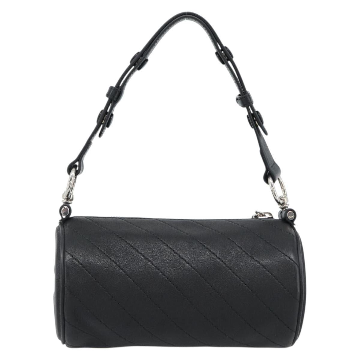 GUCCI Shoulder Bag Leather Black Silver Auth ka4898V