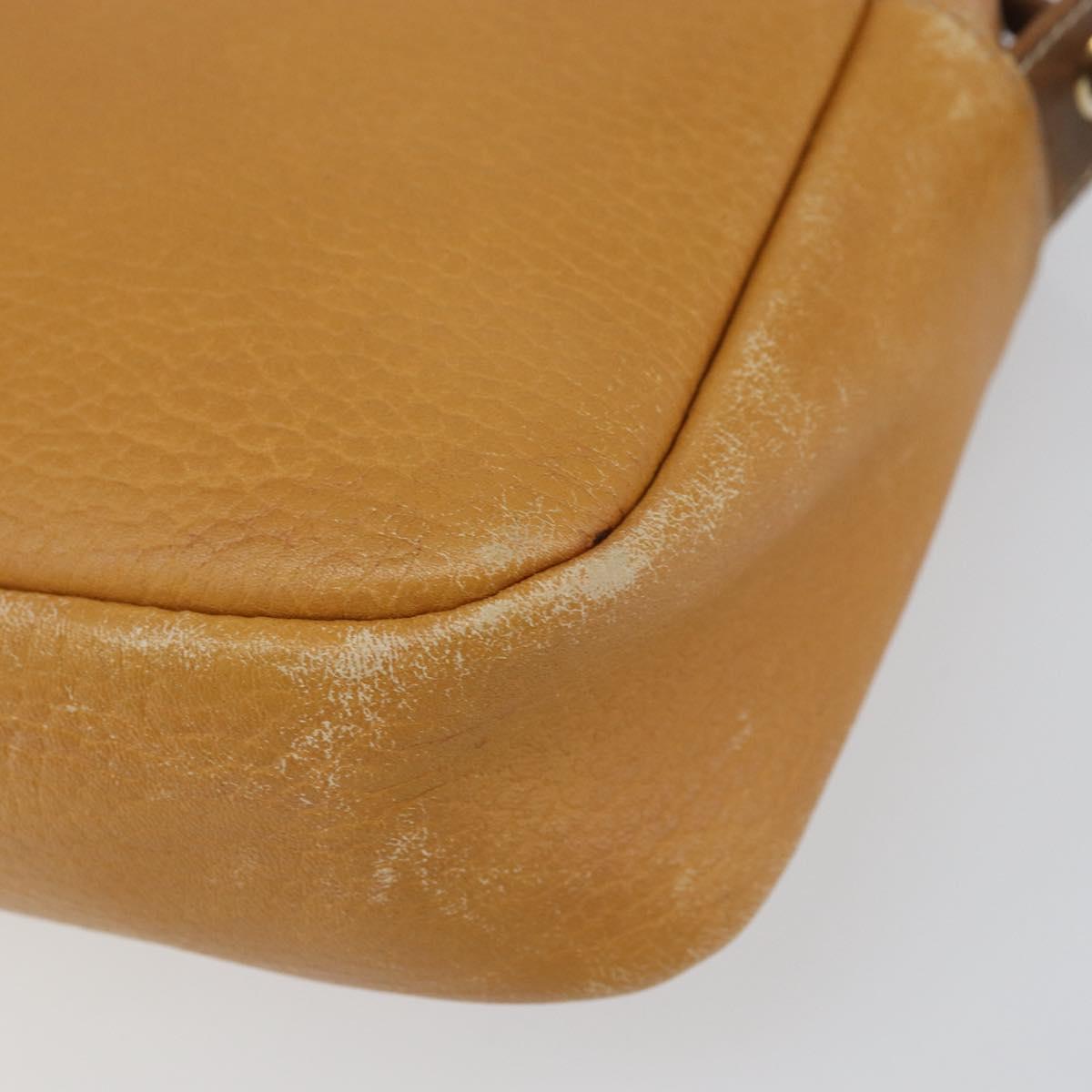 LOEWE Anagram Shoulder Bag Leather Brown Gold Auth ka490