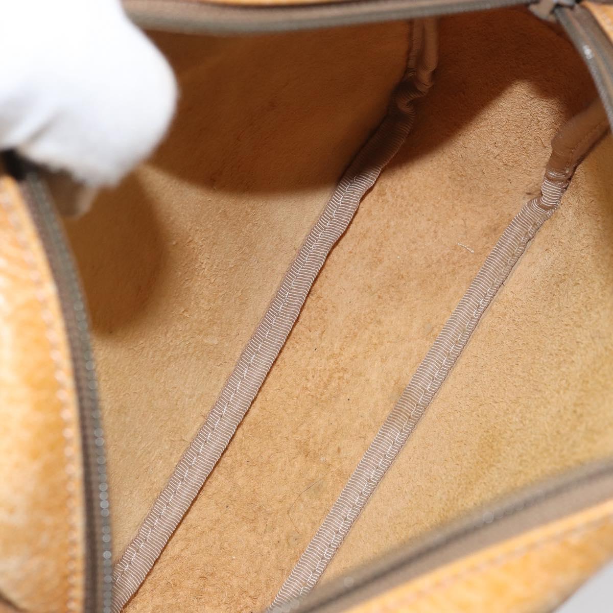 LOEWE Anagram Shoulder Bag Leather Brown Gold Auth ka490