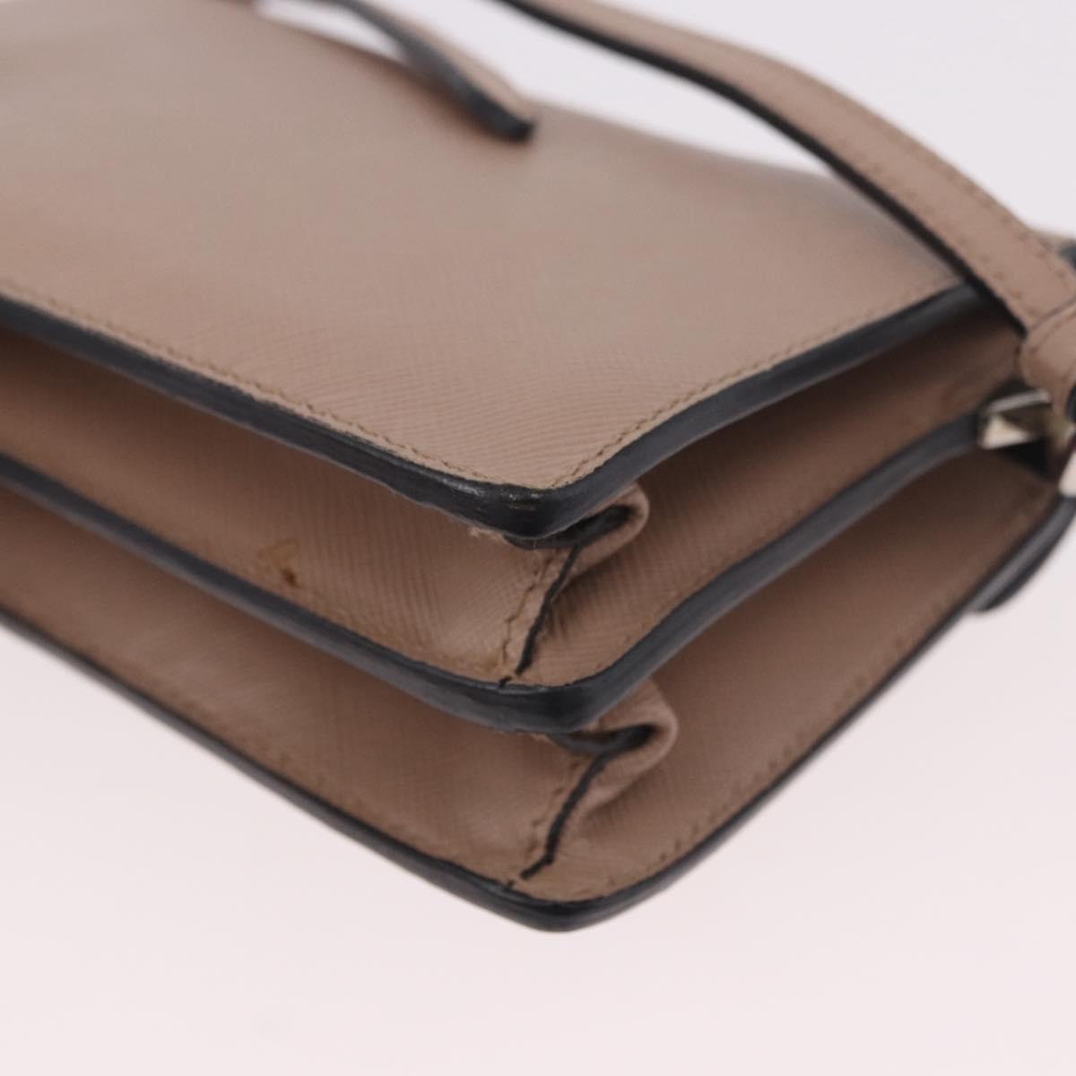 PRADA Shoulder Bag Saffiano leather Beige Silver Auth ka4901V