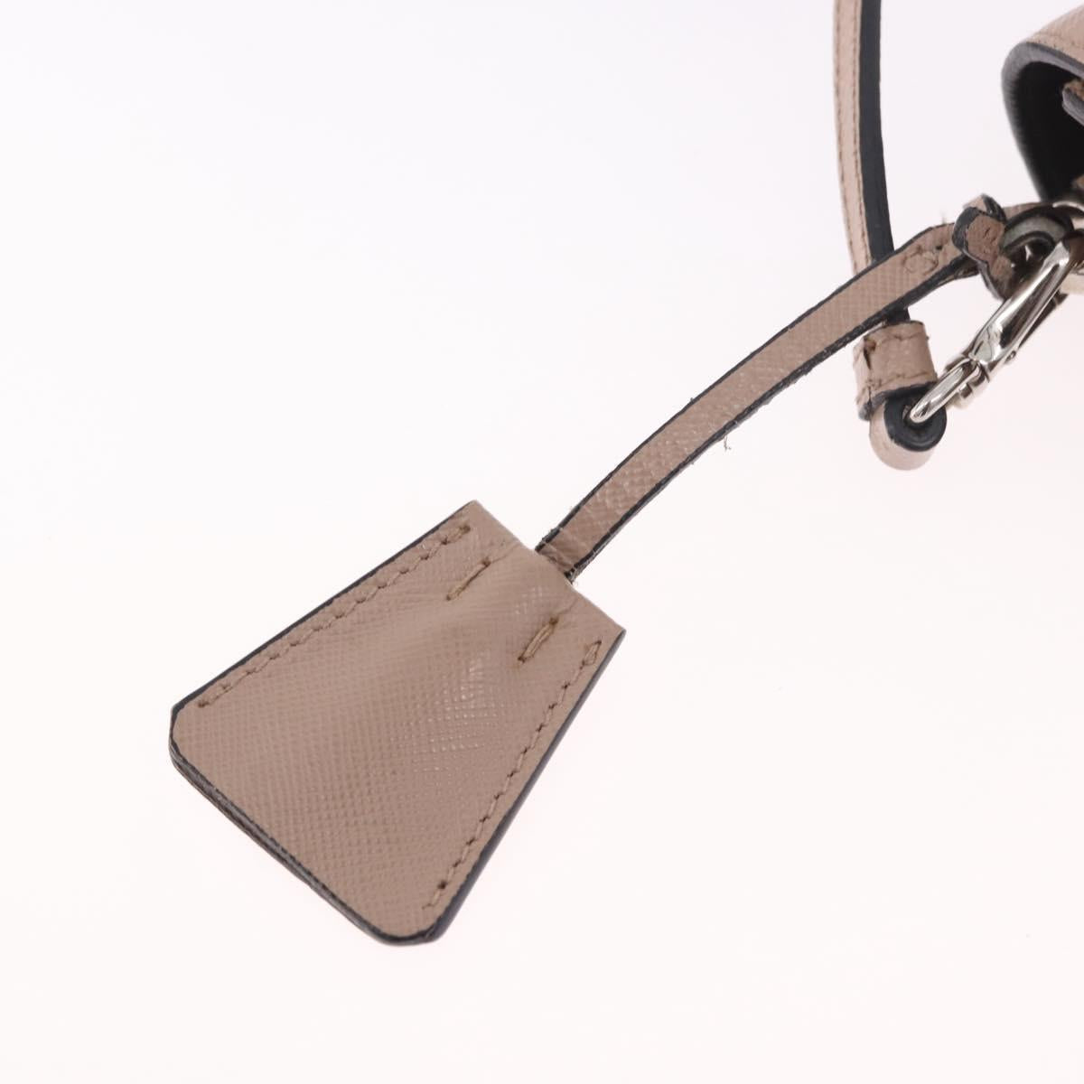 PRADA Shoulder Bag Saffiano leather Beige Silver Auth ka4901V