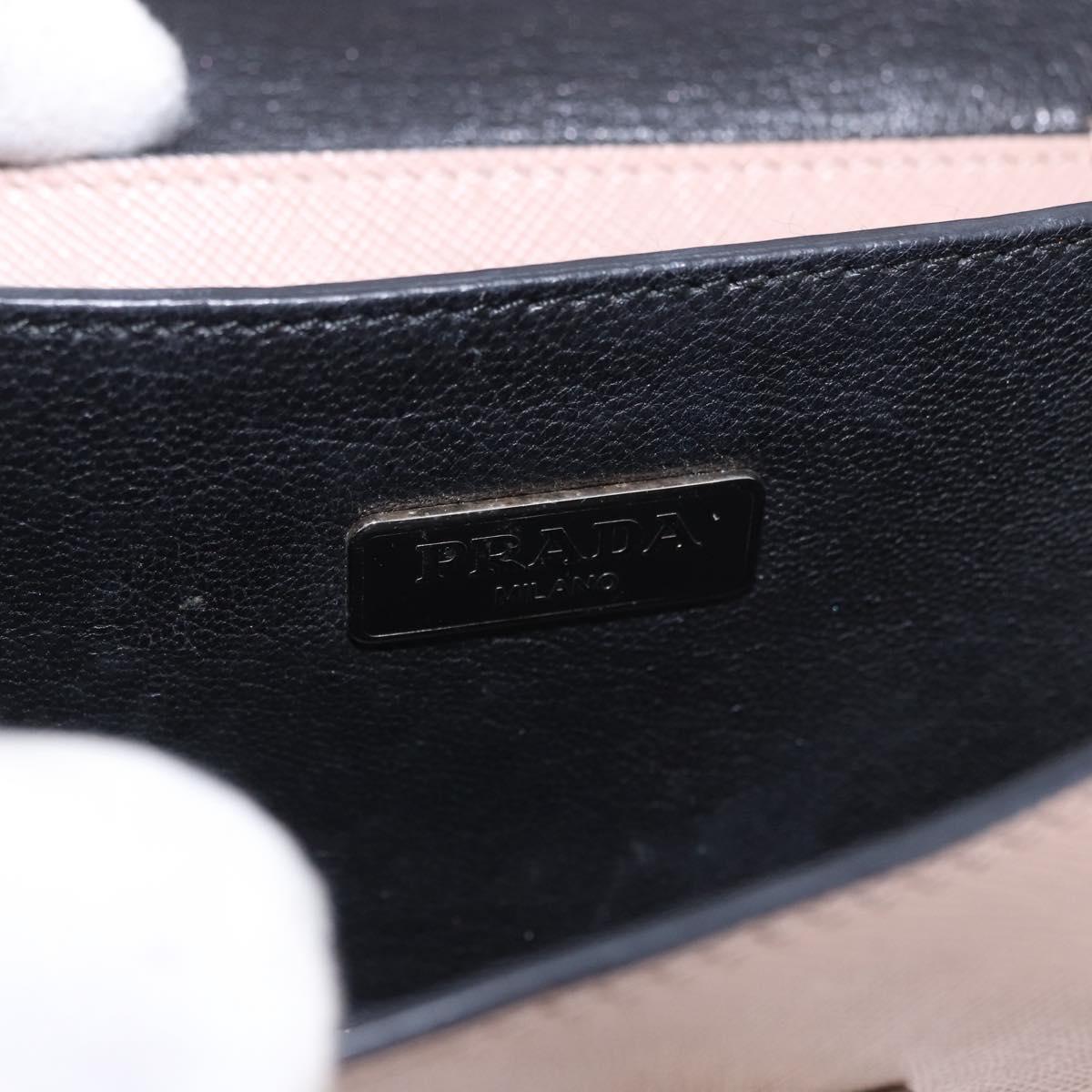 PRADA Shoulder Bag Saffiano leather Beige Silver Auth ka4901V