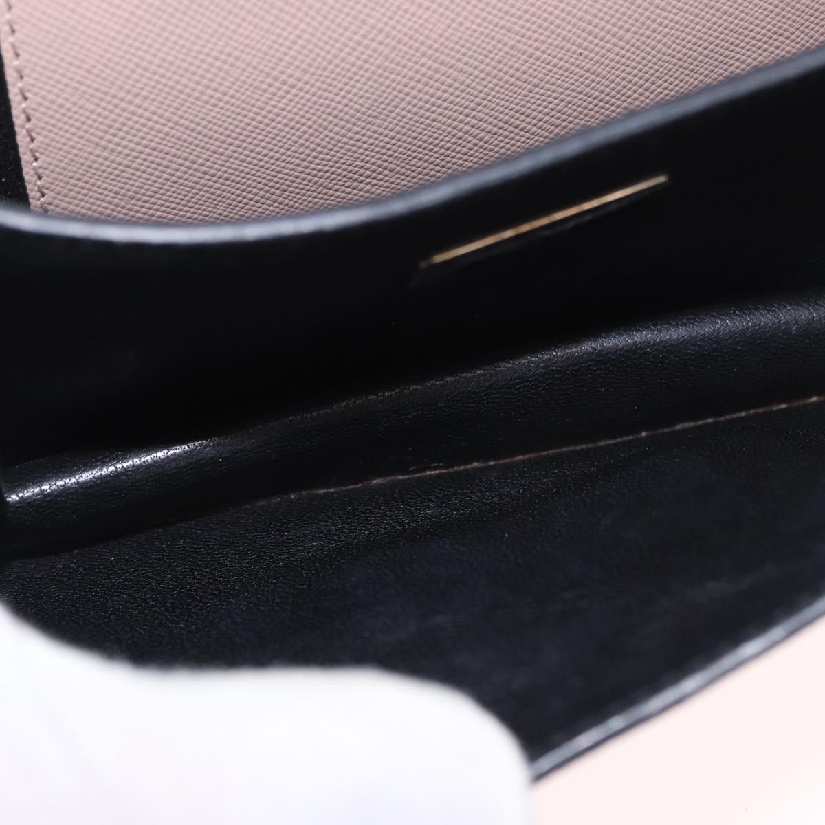 PRADA Shoulder Bag Saffiano leather Beige Silver Auth ka4901V