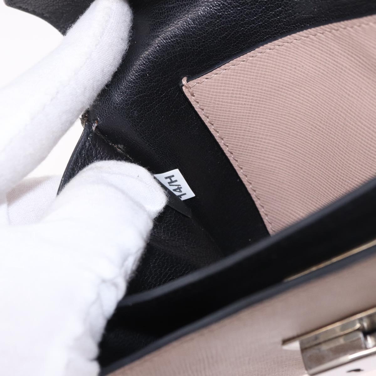 PRADA Shoulder Bag Saffiano leather Beige Silver Auth ka4901V