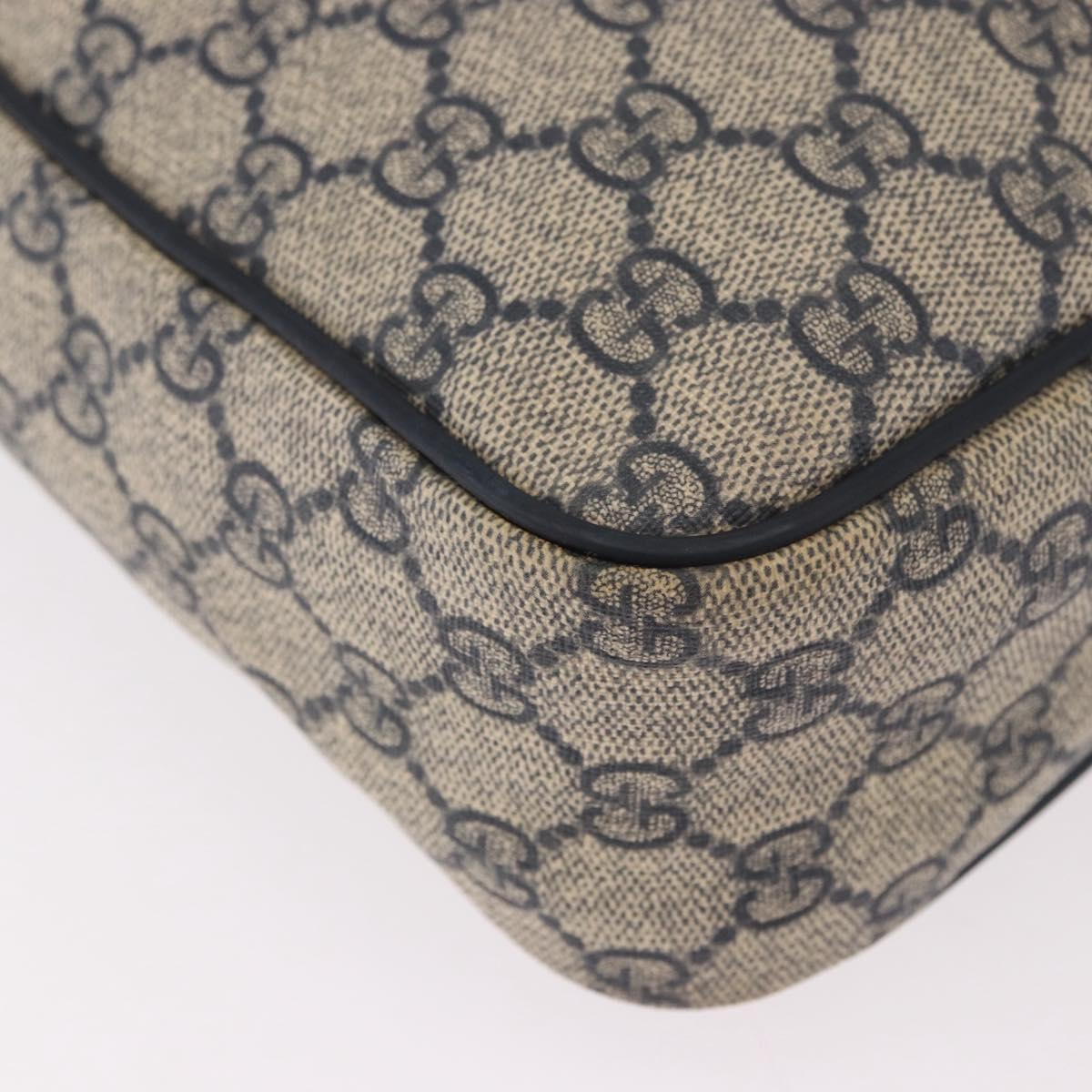 GUCCI GG Supreme Shoulder Bag PVC Navy Silver 201448 Auth ka4904