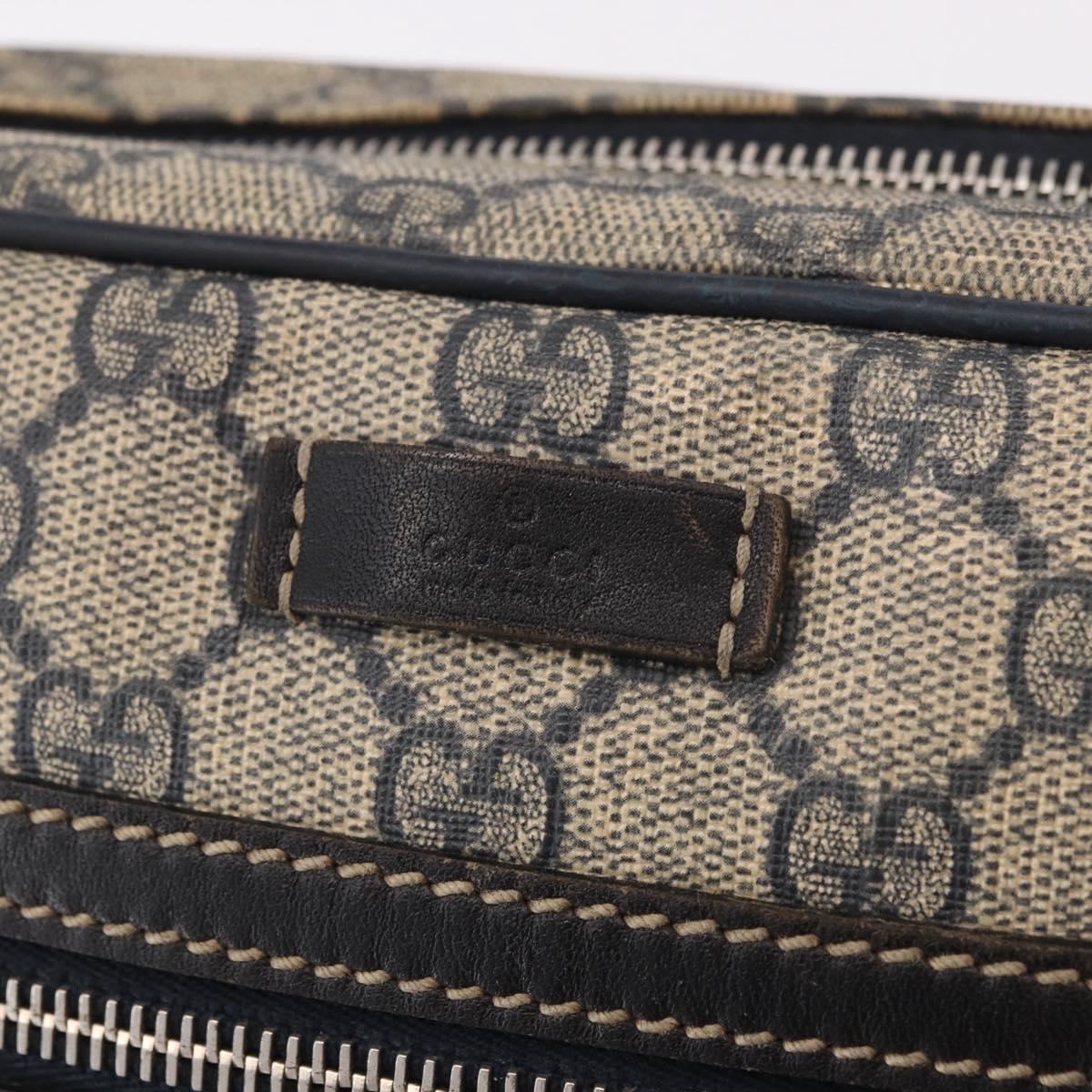 GUCCI GG Supreme Shoulder Bag PVC Navy Silver 201448 Auth ka4904
