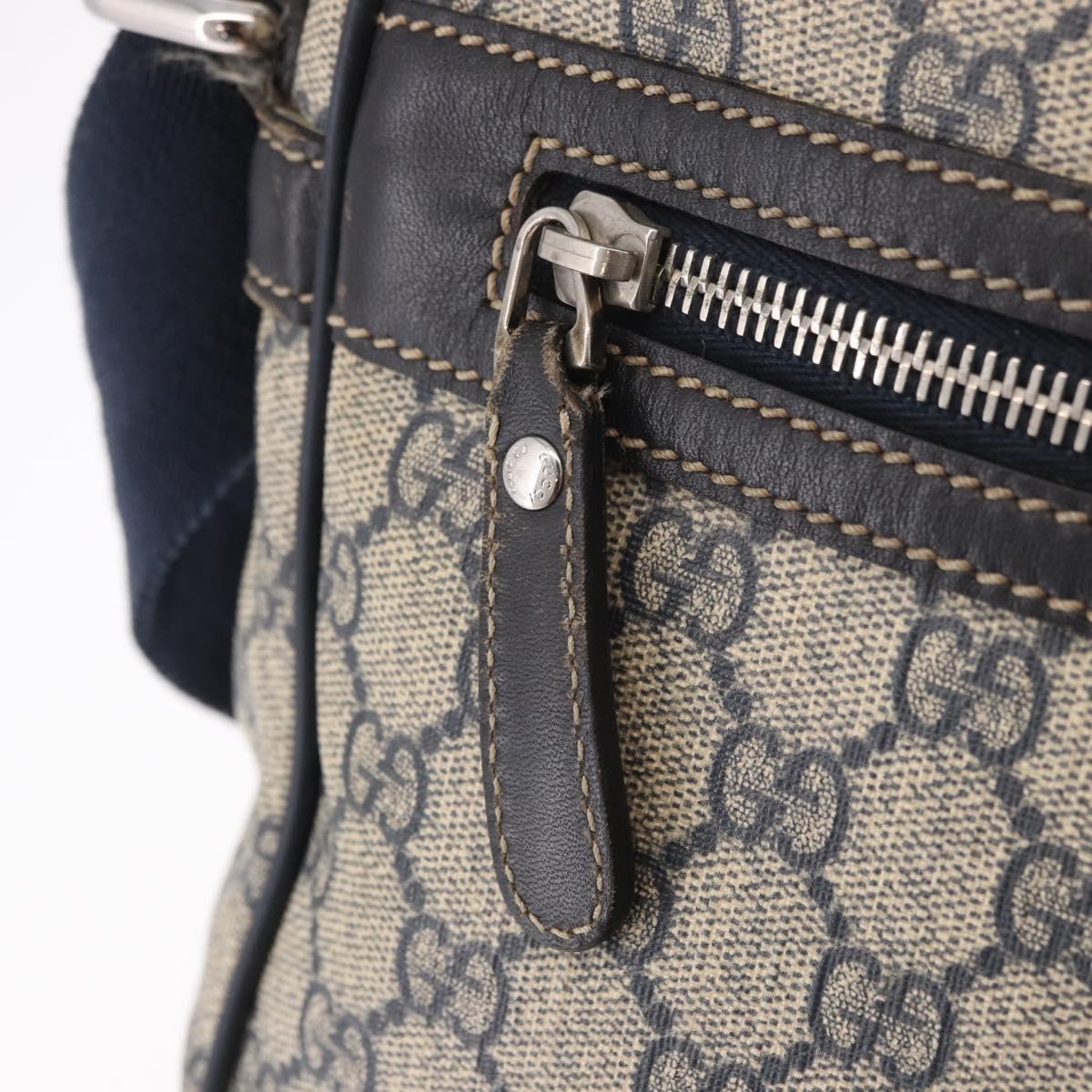 GUCCI GG Supreme Shoulder Bag PVC Navy Silver 201448 Auth ka4904
