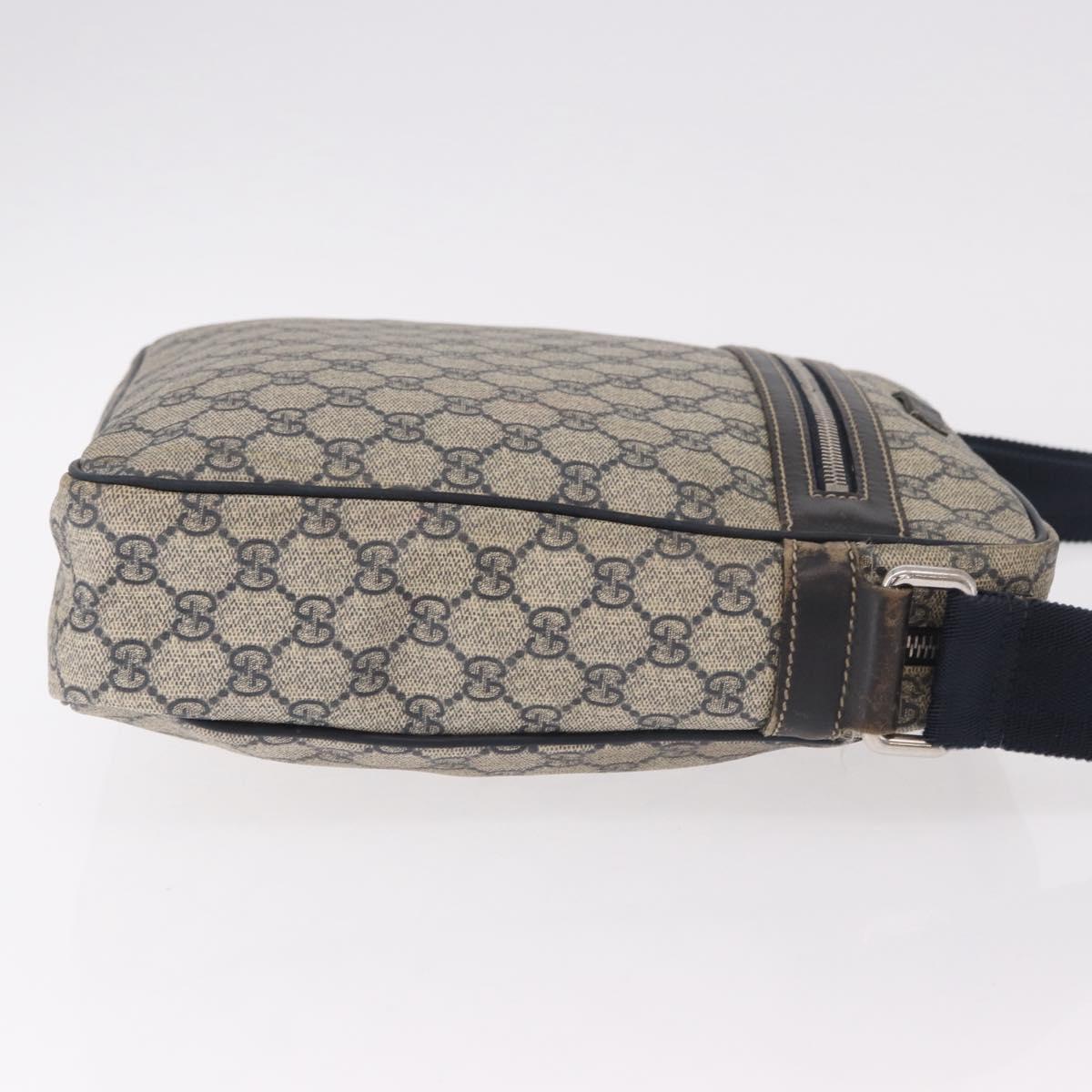 GUCCI GG Supreme Shoulder Bag PVC Navy Silver 201448 Auth ka4904