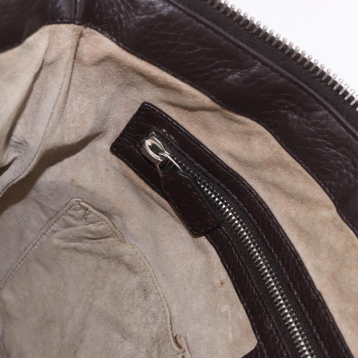 GUCCI Shoulder Bag Leather Brown Silver 233329 Auth ka4905