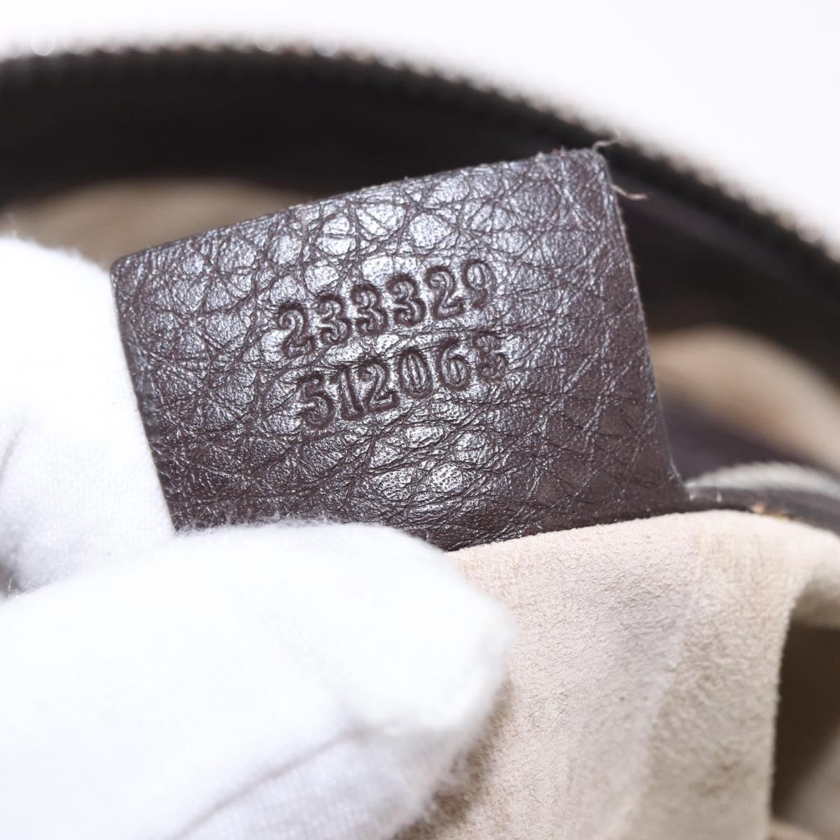 GUCCI Shoulder Bag Leather Brown Silver 233329 Auth ka4905