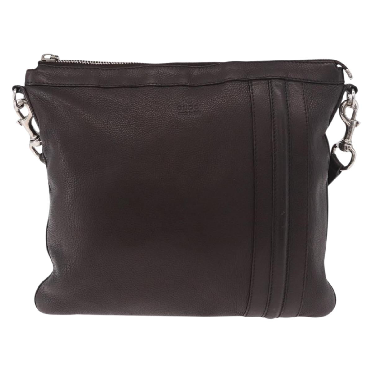 GUCCI Shoulder Bag Leather Brown Silver 233329 Auth ka4905