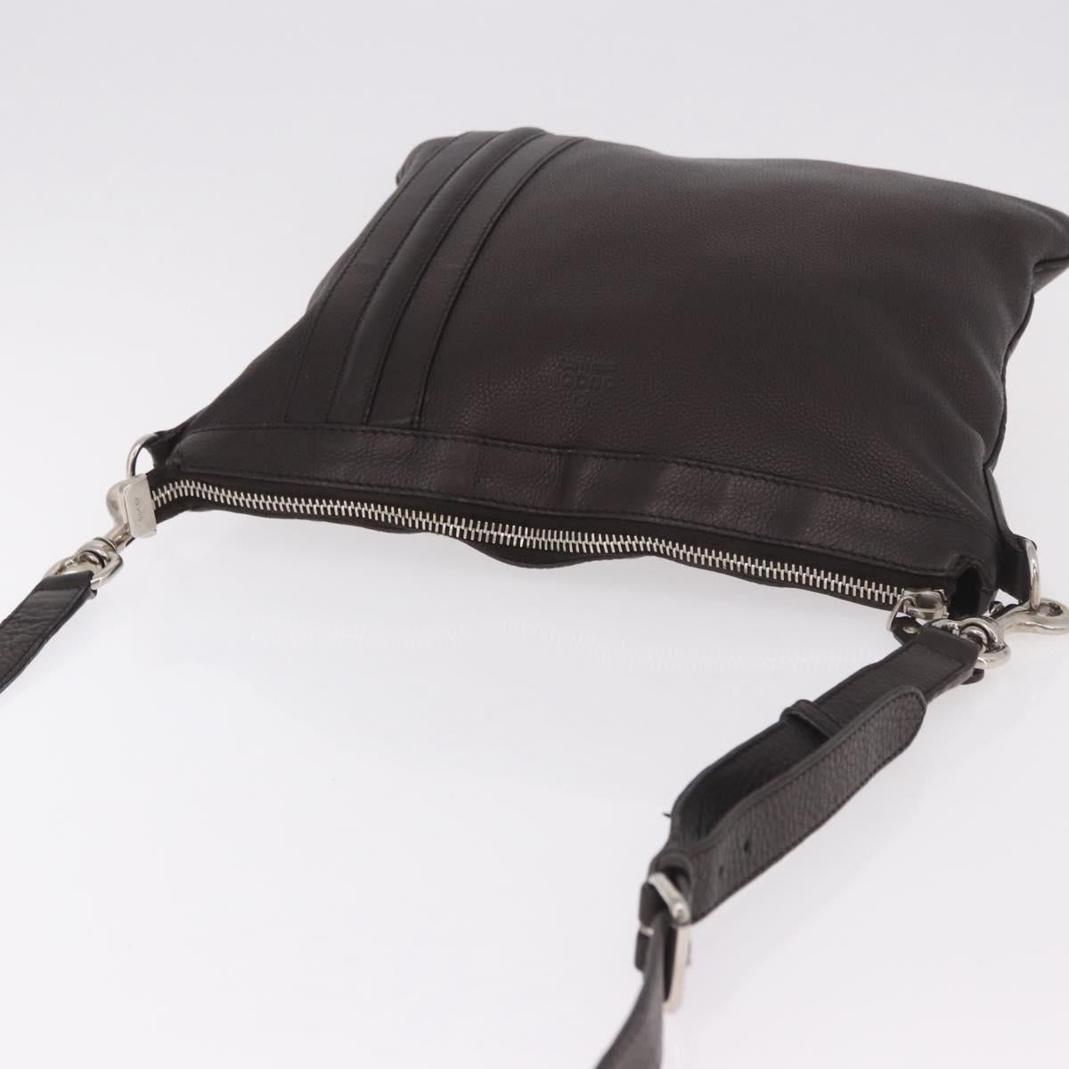 GUCCI Shoulder Bag Leather Brown Silver 233329 Auth ka4905