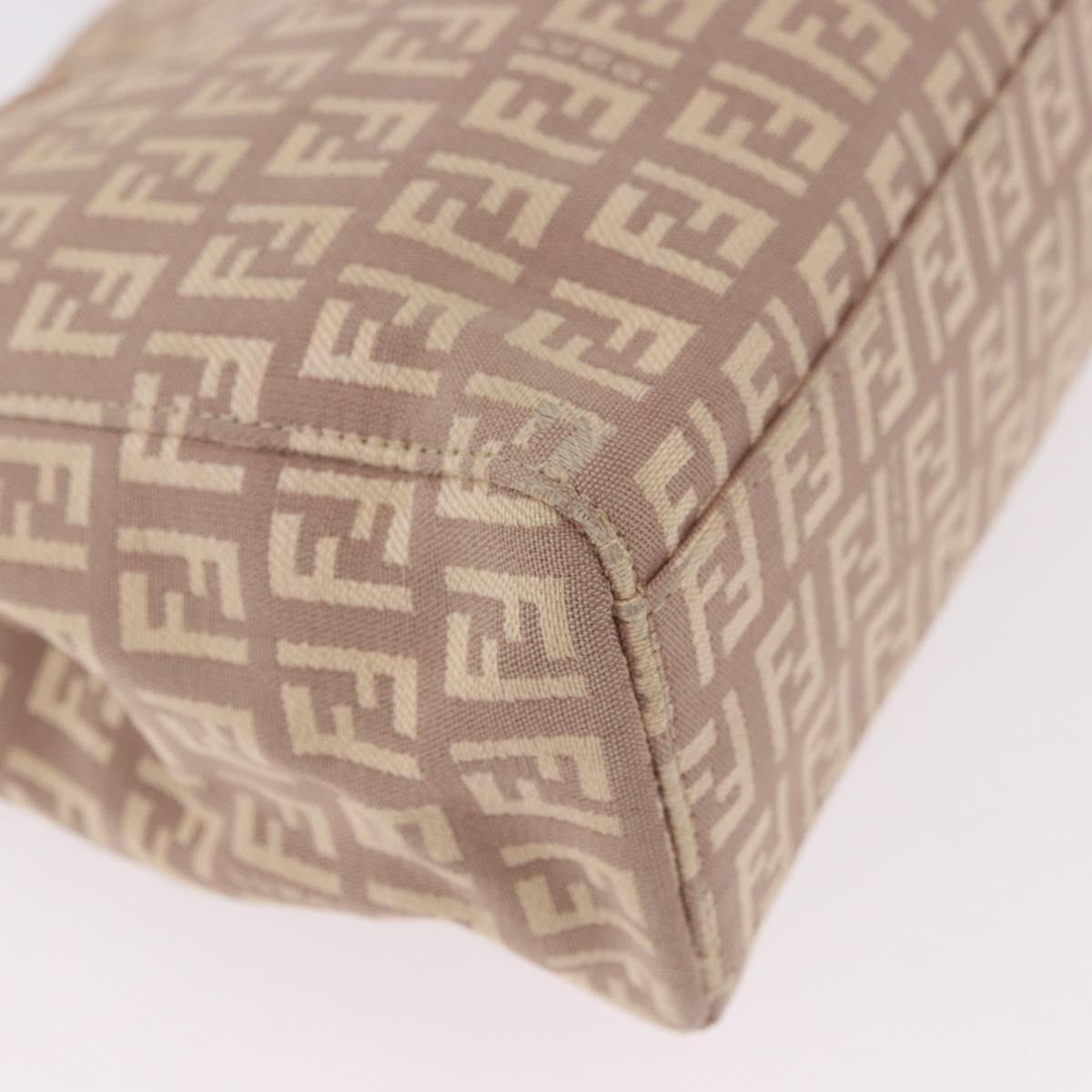 FENDI Zucchino Canvas Hand Bag Beige Gold Auth ka4906