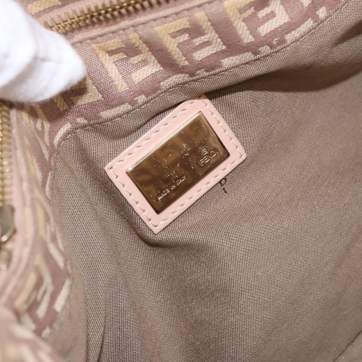 FENDI Zucchino Canvas Hand Bag Beige Gold Auth ka4906
