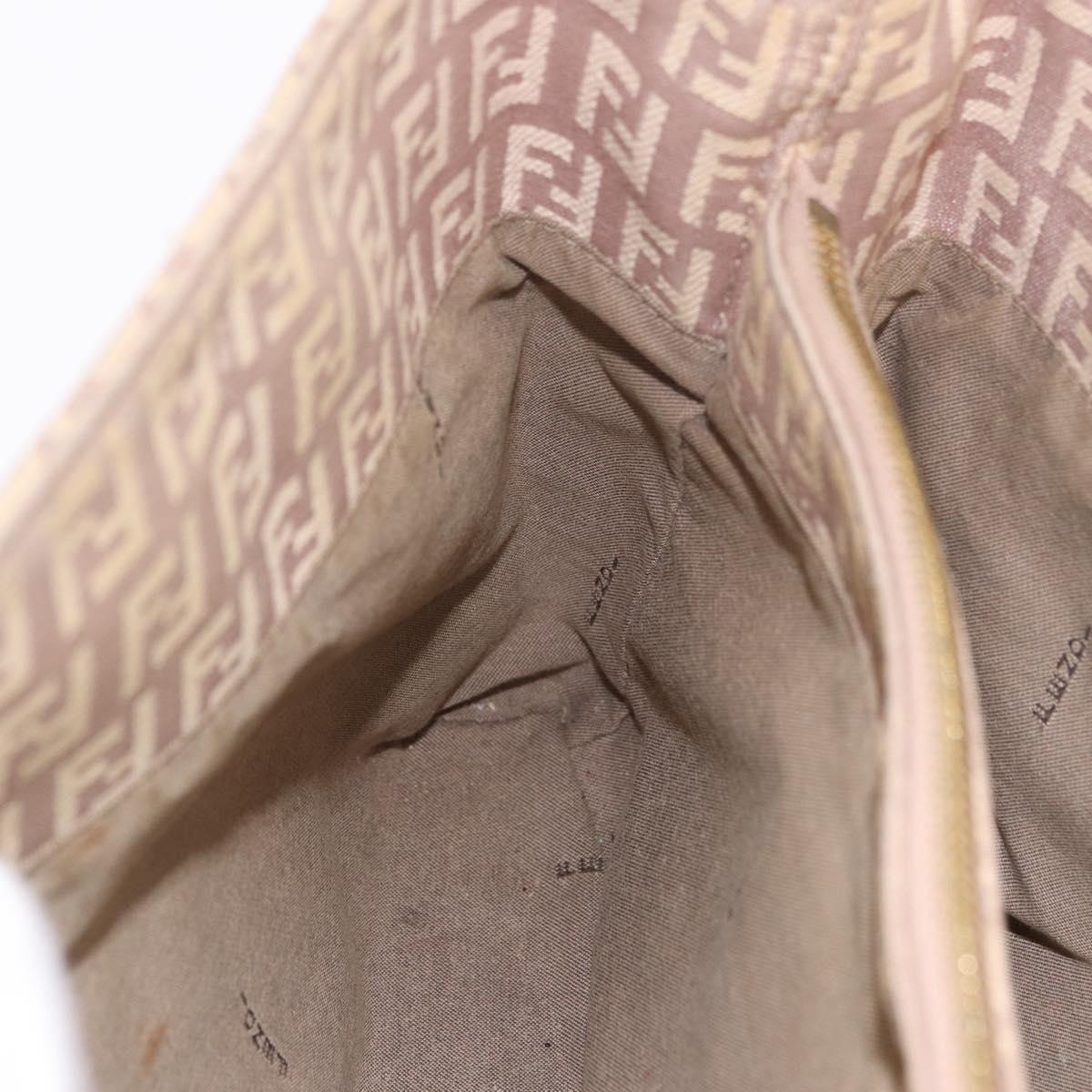 FENDI Zucchino Canvas Hand Bag Beige Gold Auth ka4906