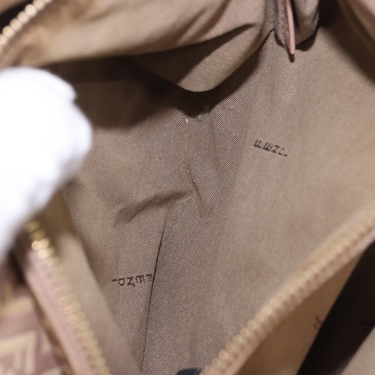 FENDI Zucchino Canvas Hand Bag Beige Gold Auth ka4906