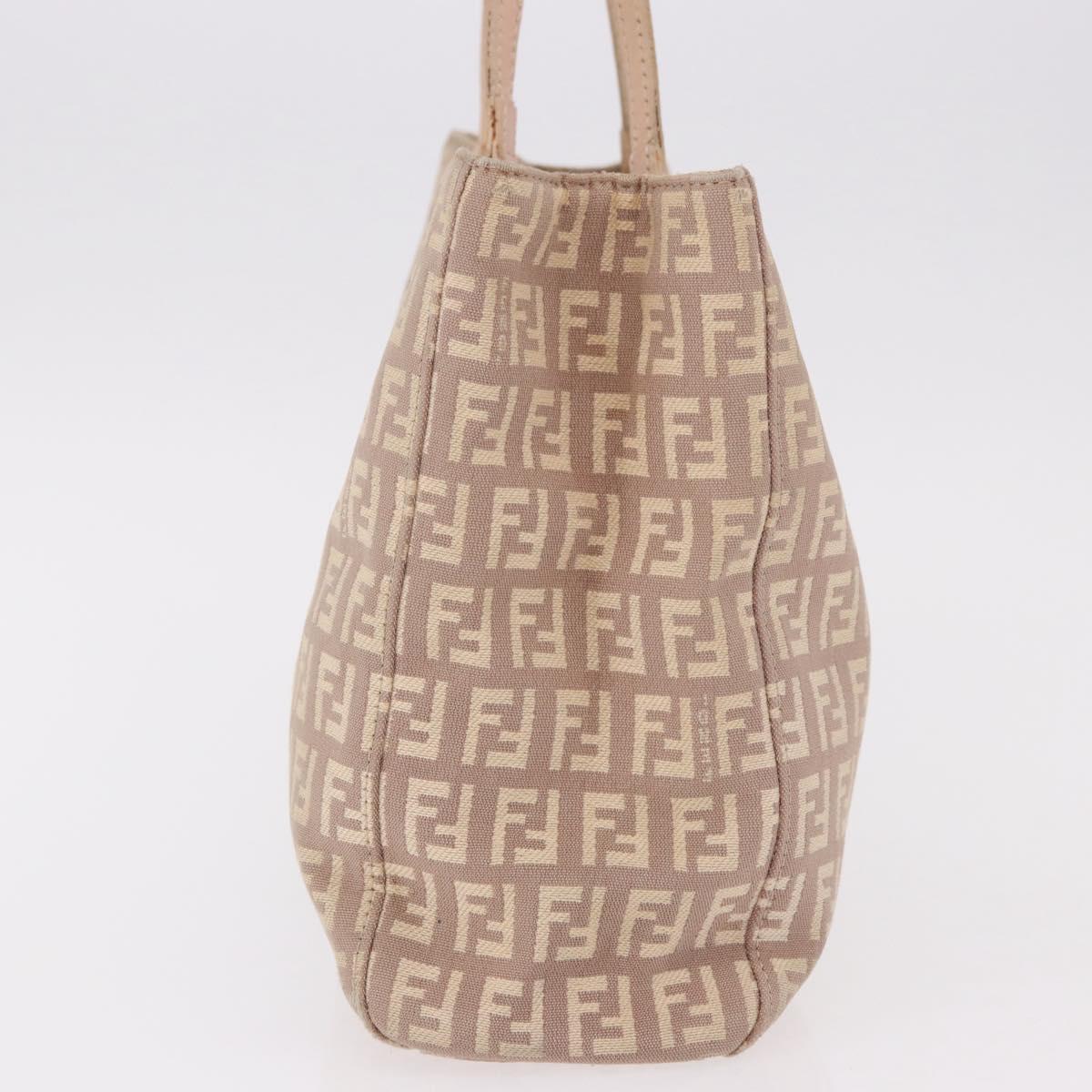 FENDI Zucchino Canvas Hand Bag Beige Gold Auth ka4906