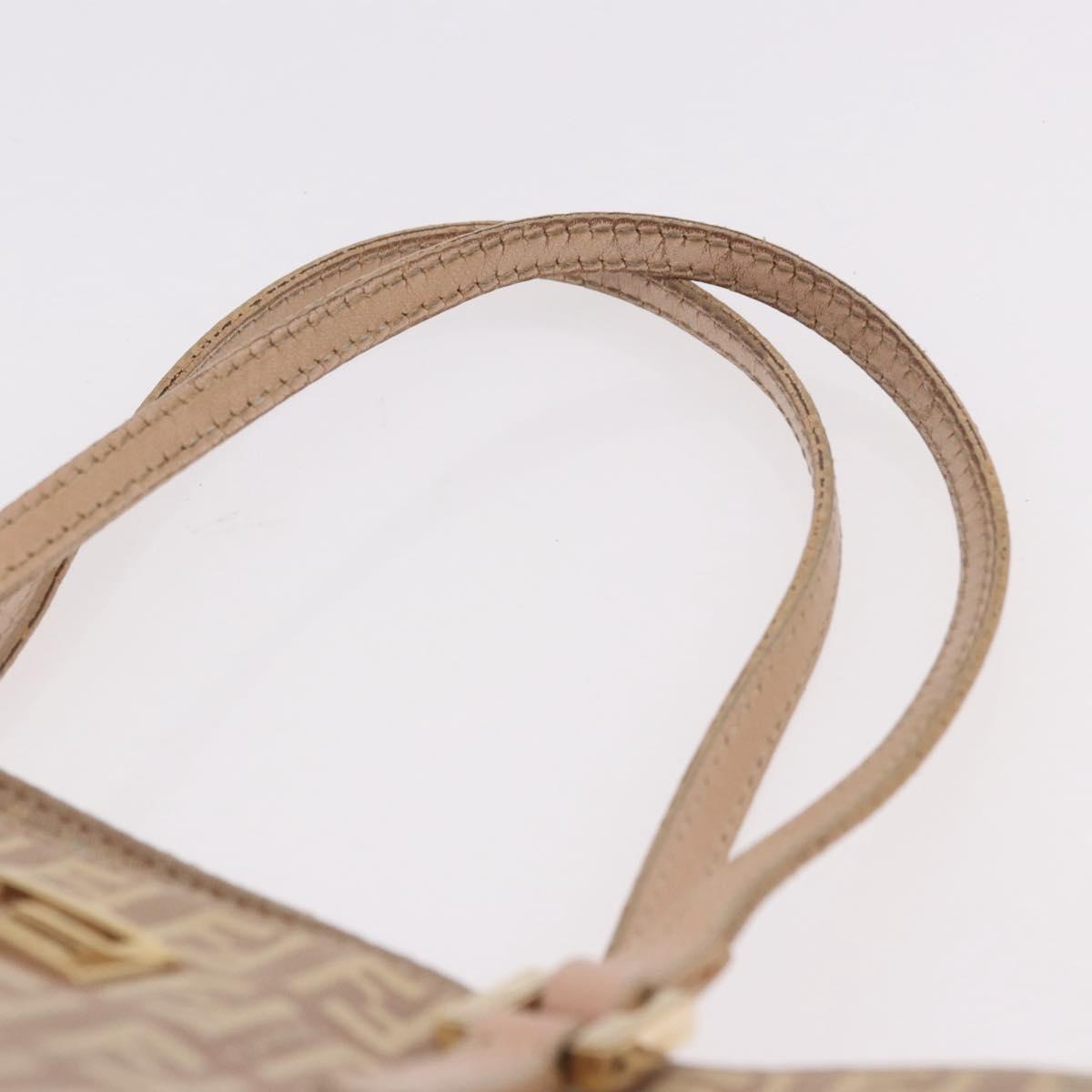 FENDI Zucchino Canvas Hand Bag Beige Gold Auth ka4906