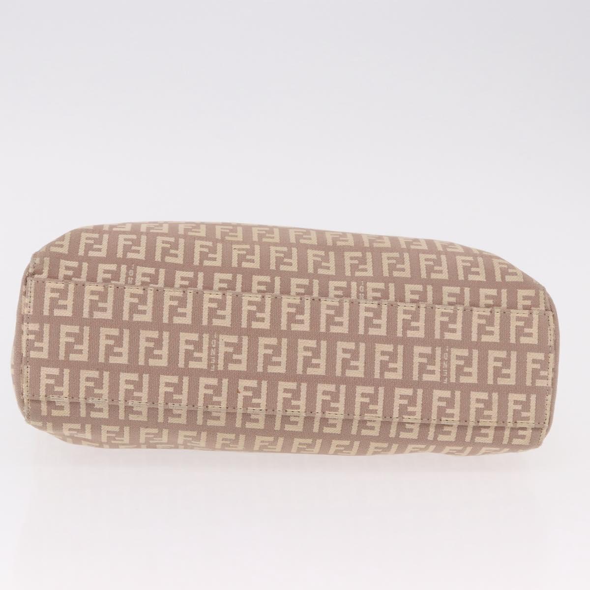 FENDI Zucchino Canvas Hand Bag Beige Gold Auth ka4906