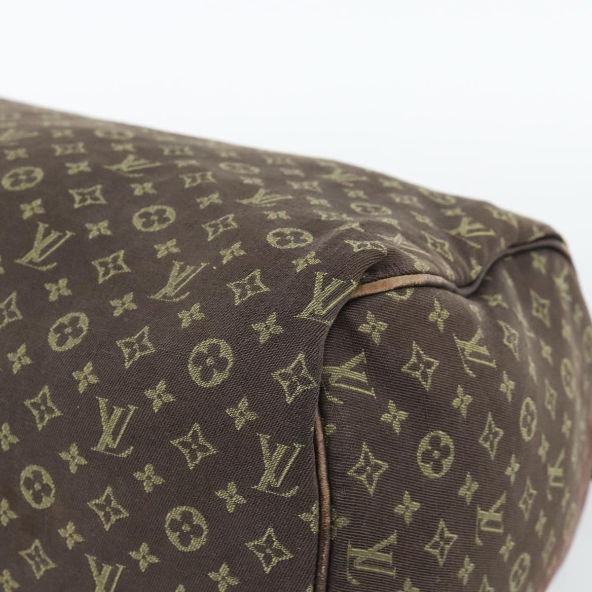 LOUIS VUITTON Monogram Mini Lin Speedy 30 Bag Brown Ebene M95224 LV Auth ka4907