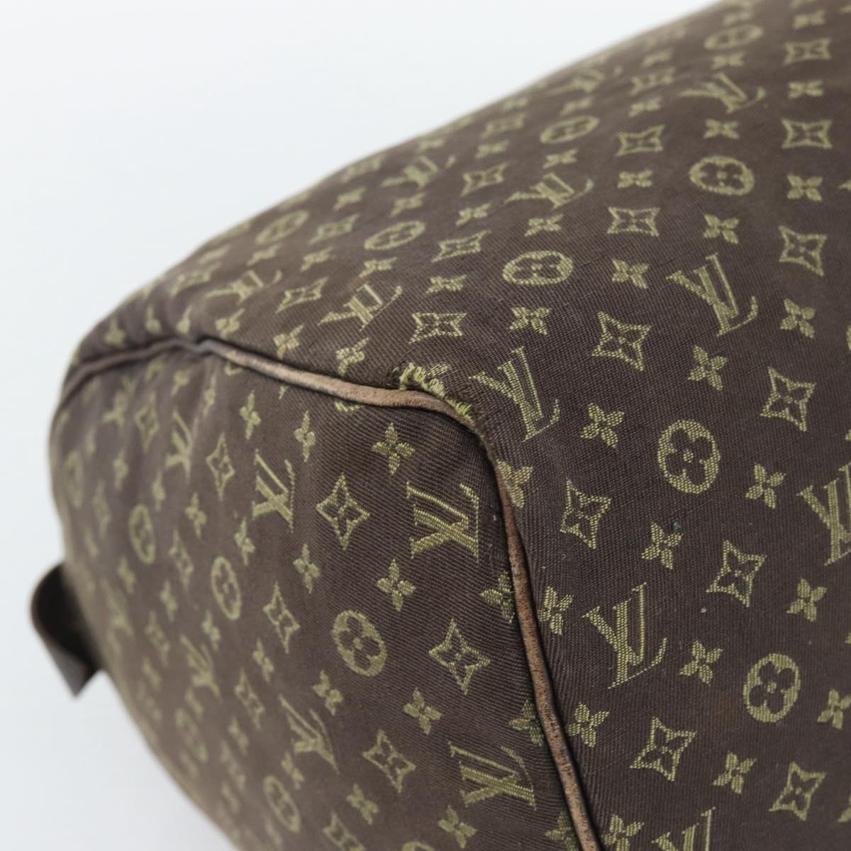 LOUIS VUITTON Monogram Mini Lin Speedy 30 Bag Brown Ebene M95224 LV Auth ka4907