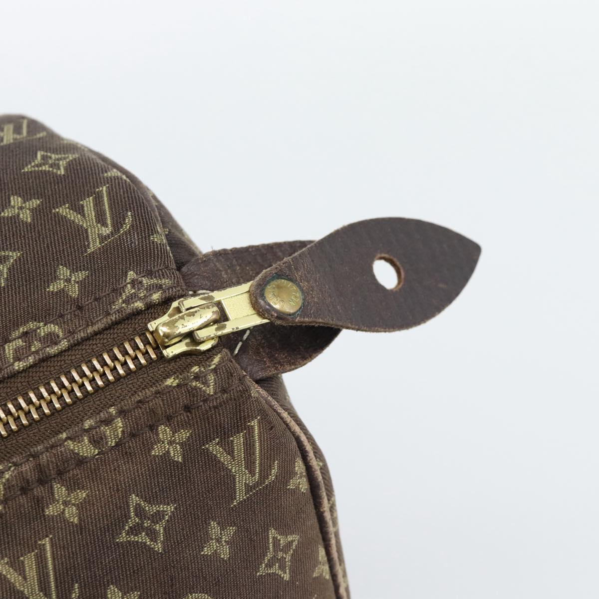 LOUIS VUITTON Monogram Mini Lin Speedy 30 Bag Brown Ebene M95224 LV Auth ka4907