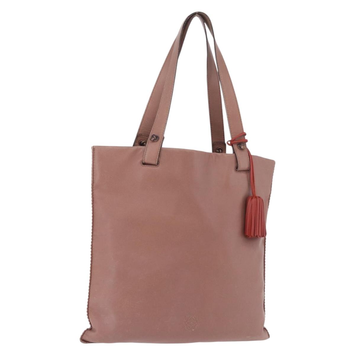 LOEWE Anagram Hand Bag Leather Pink Gold Auth ka4908