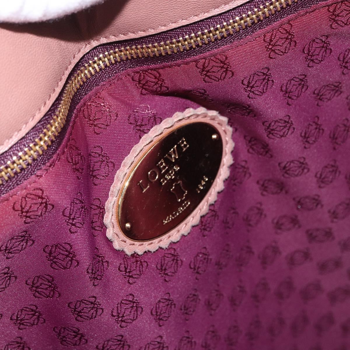 LOEWE Anagram Hand Bag Leather Pink Gold Auth ka4908