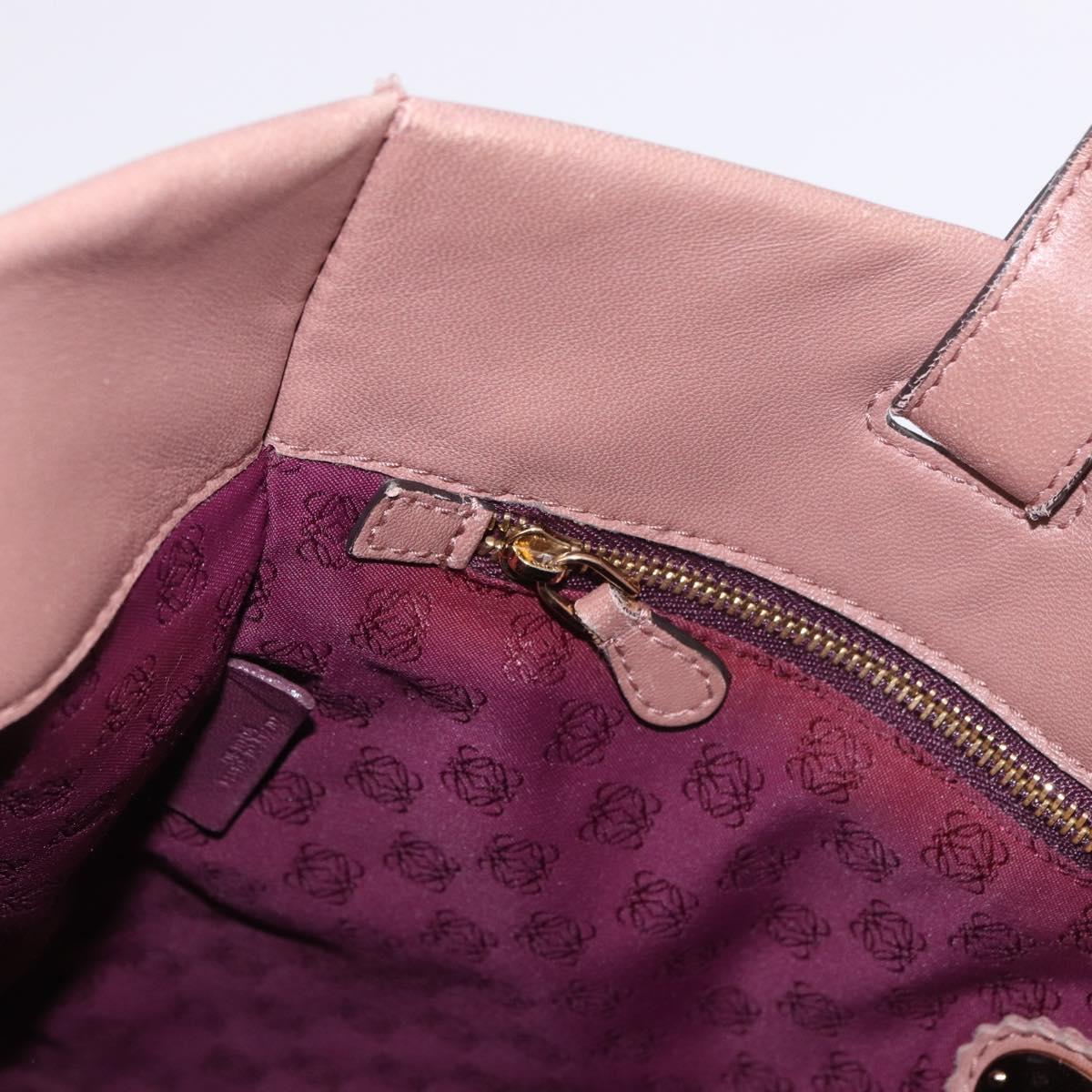LOEWE Anagram Hand Bag Leather Pink Gold Auth ka4908