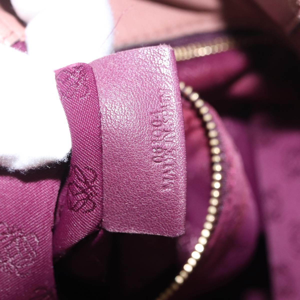 LOEWE Anagram Hand Bag Leather Pink Gold Auth ka4908