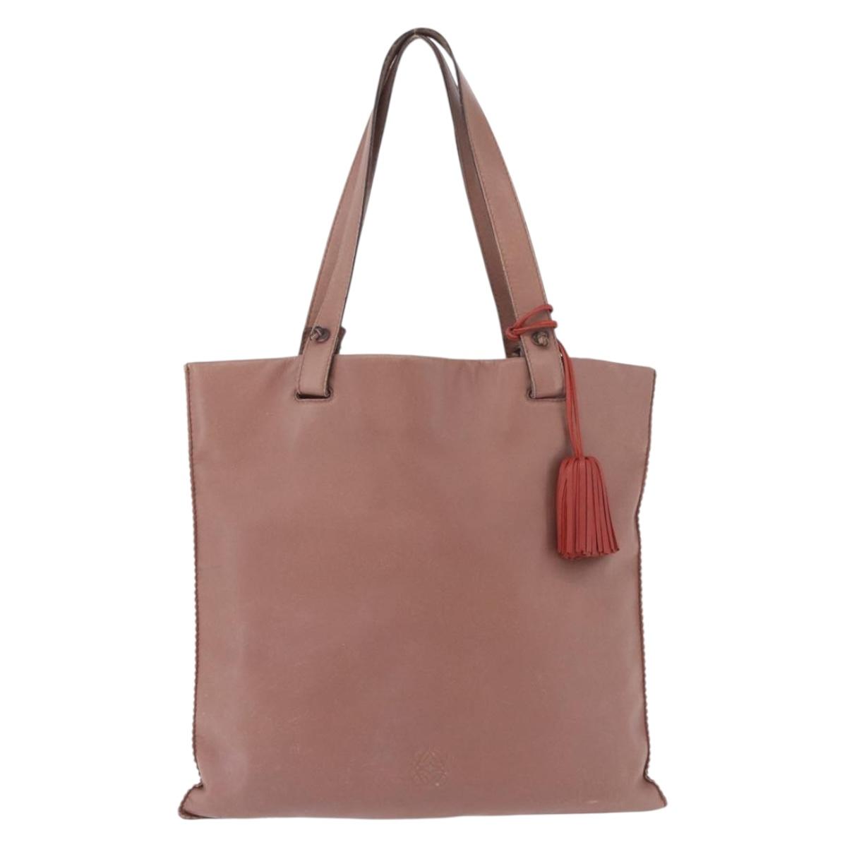 LOEWE Anagram Hand Bag Leather Pink Gold Auth ka4908