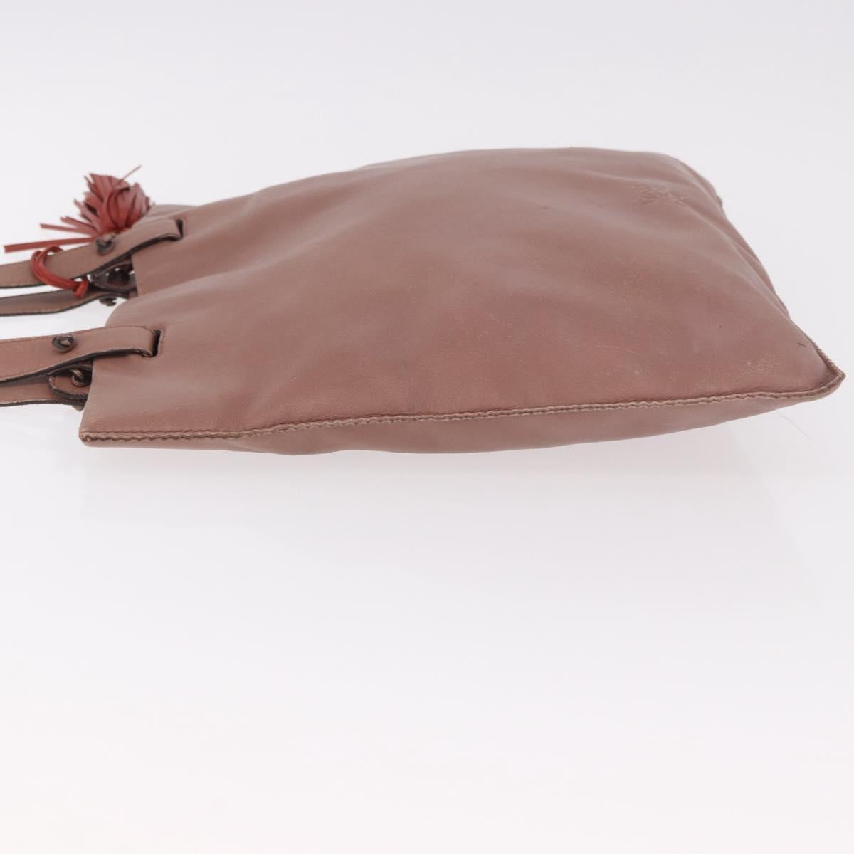 LOEWE Anagram Hand Bag Leather Pink Gold Auth ka4908