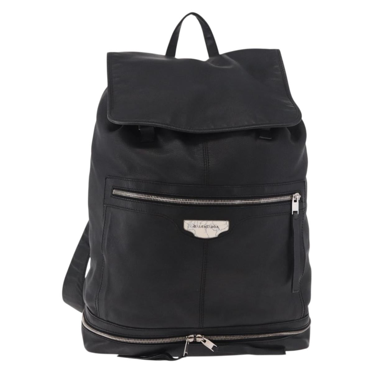 BALENCIAGA Backpack Leather Black Silver 340138 Auth ka4909